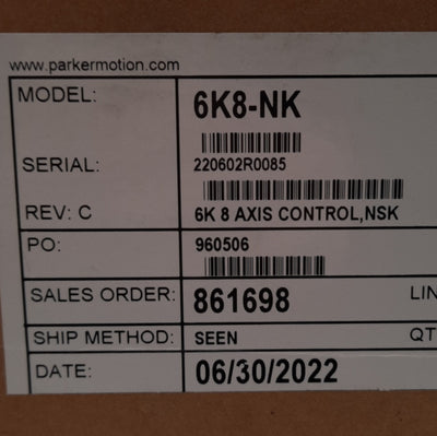 New Parker 6K8-NK Compumotor Servo/Step Drive Controller, 8-Axis,24VDC 2A, Fw: 7.1.4