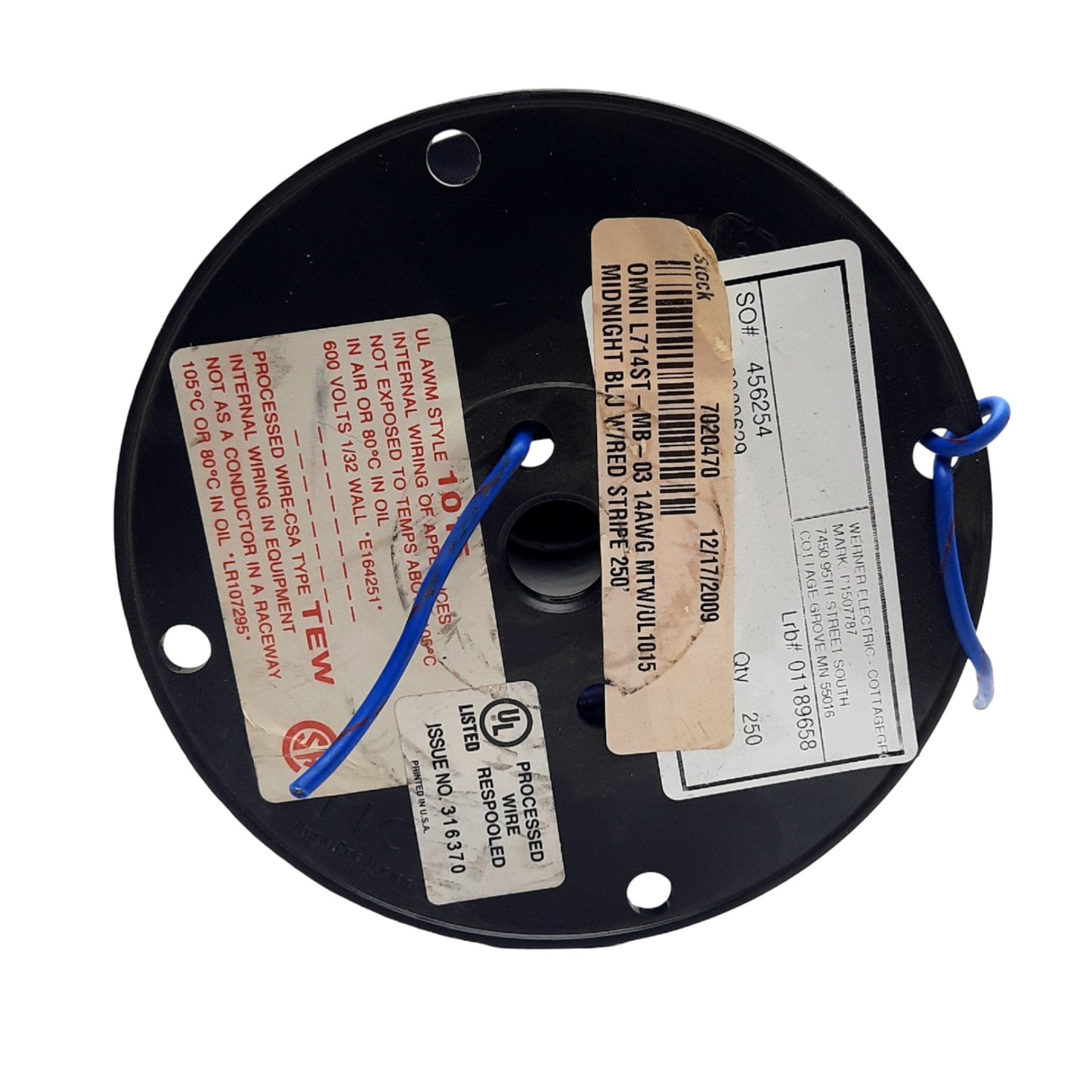 New Omni L714ST-MB-03 Hook-Up Wire, 14 Gauge MTW/UL1015 250 Feet Blue MTW/TEW