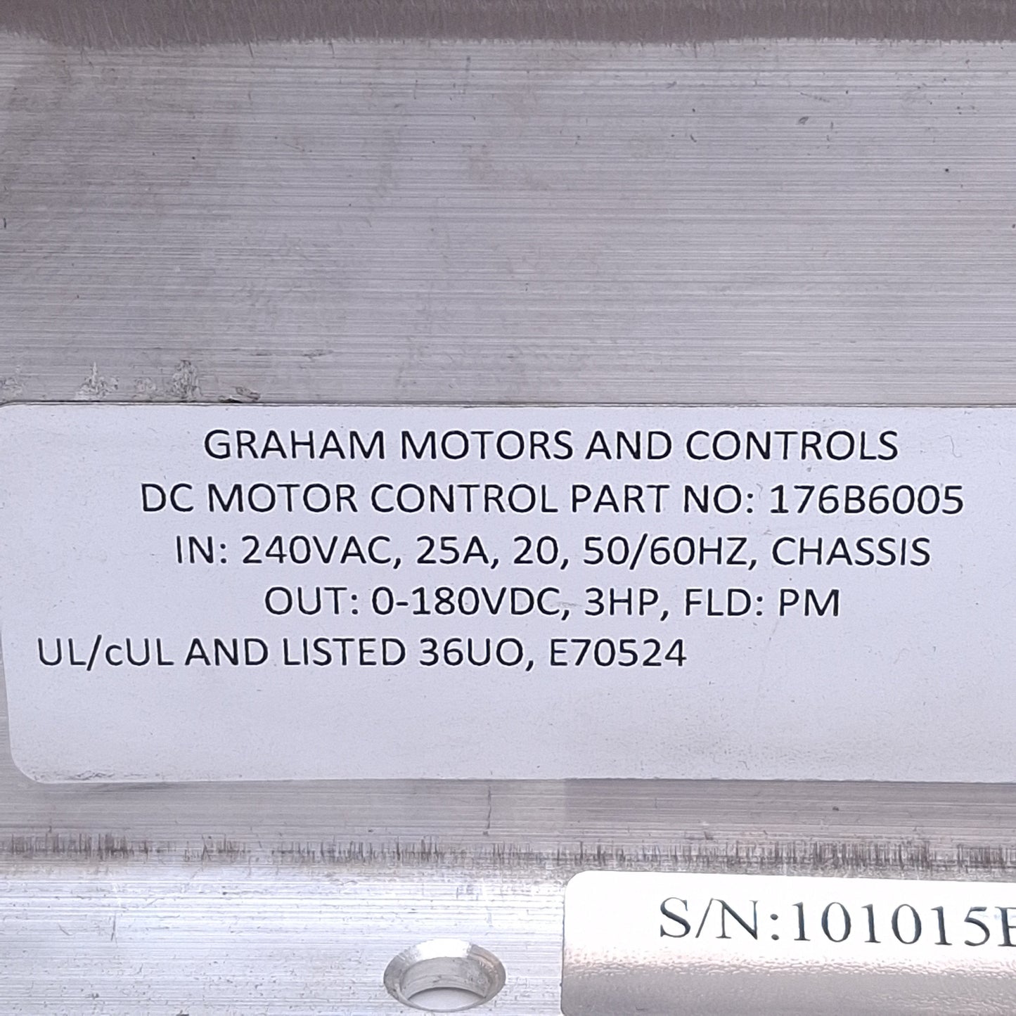 Used Graham 176B6005 Cycletrol 150 DC Motor Drive, 240VAC 20A In, 0-180VDC 3HP Out