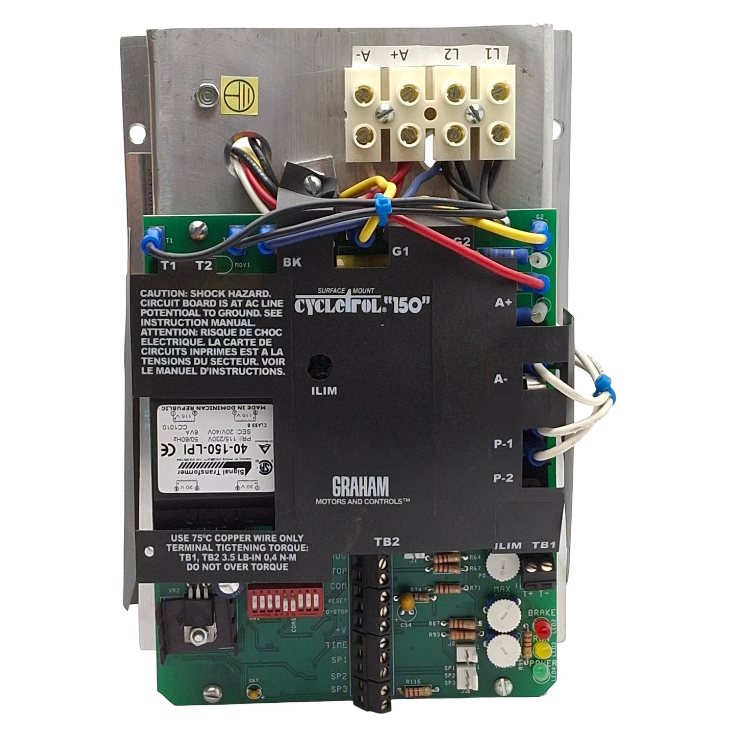 Used Graham 176B6005 Cycletrol 150 DC Motor Drive, 240VAC 20A In, 0-180VDC 3HP Out