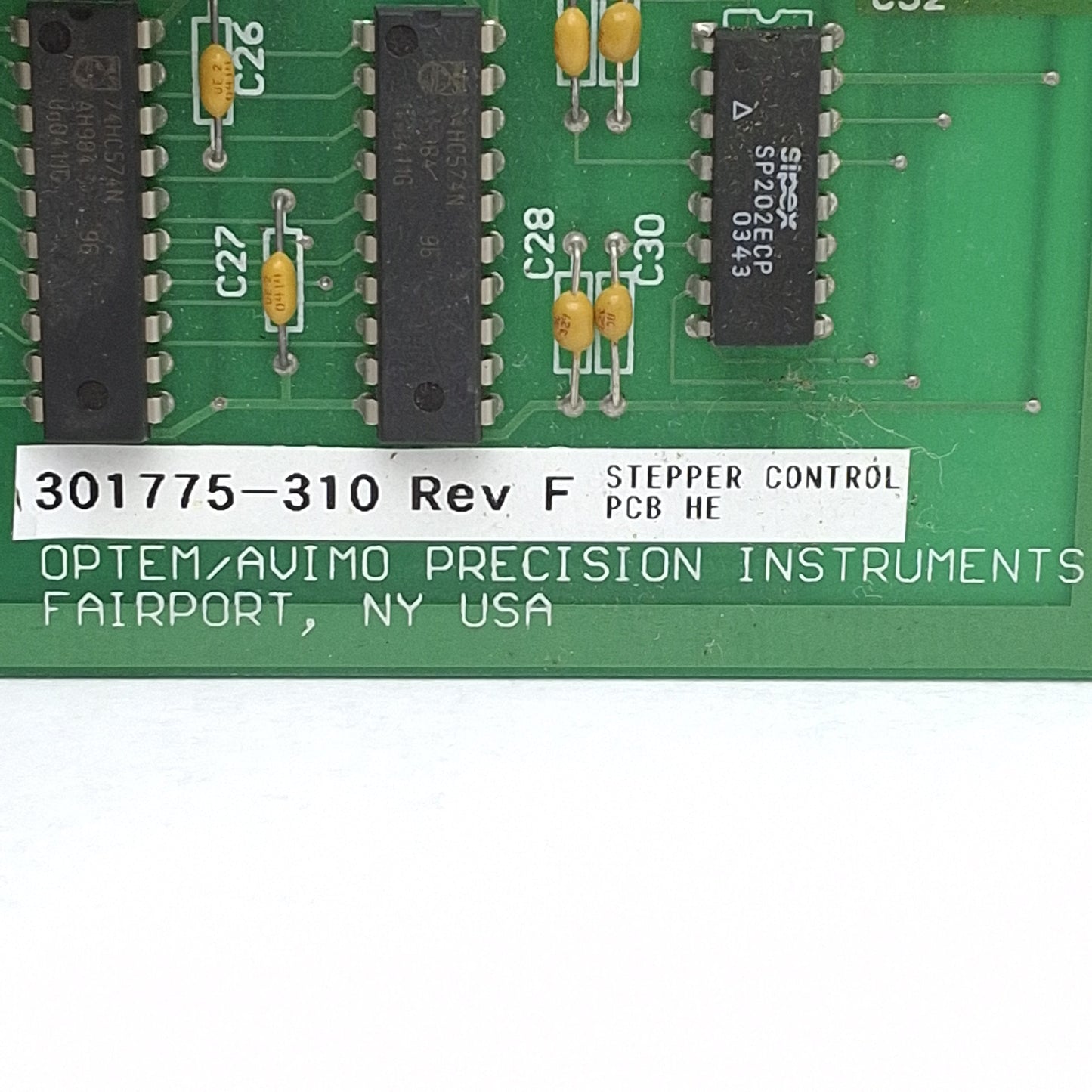 Used Optem/Avimo 301775-310 Stepper Motor Control Board, DB25, DB9, DIN 8-Pin