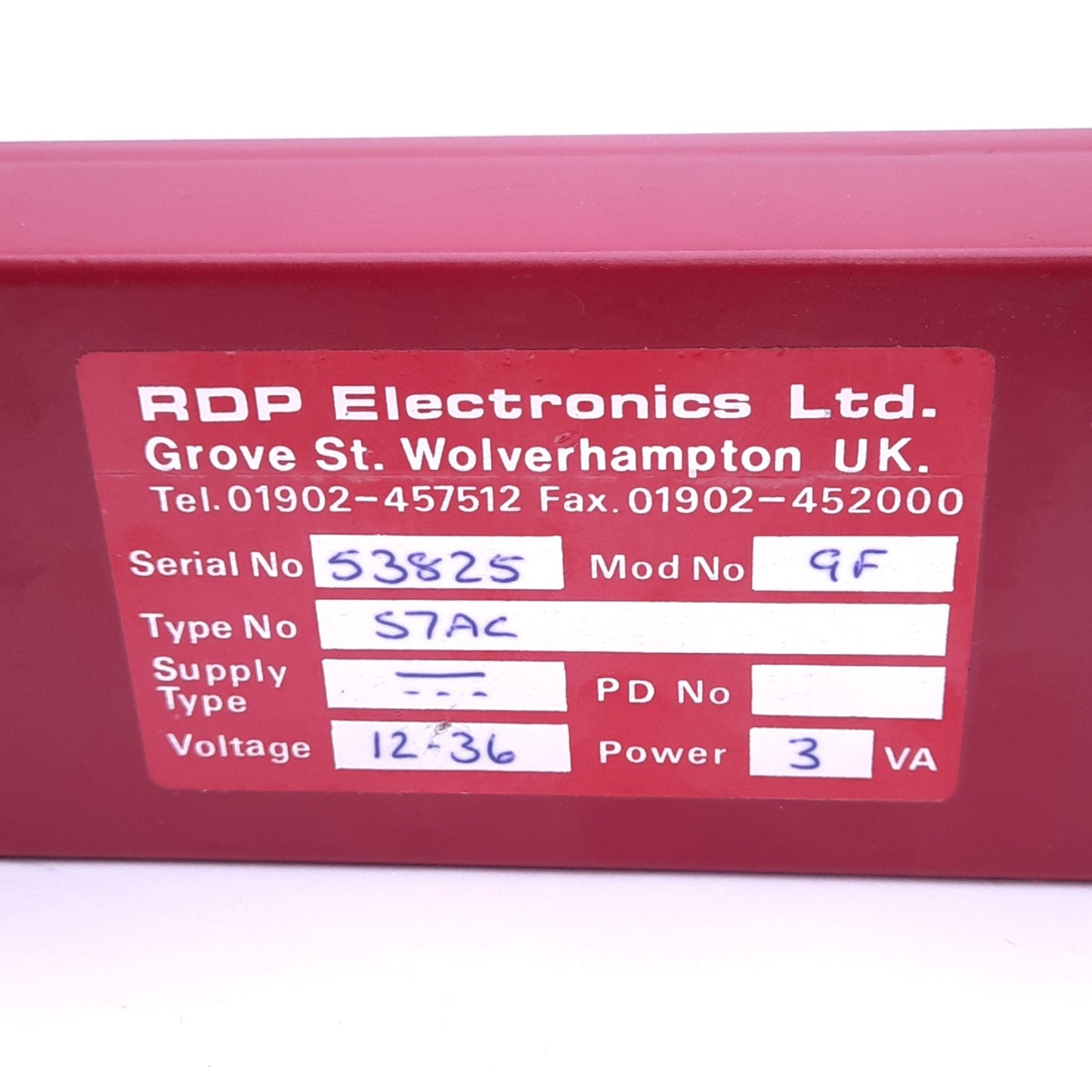 Used RDP Electronics 9F S7AC Transducer Amplifier, 12-36VDC In, 4-20mA Out, 3VA Max