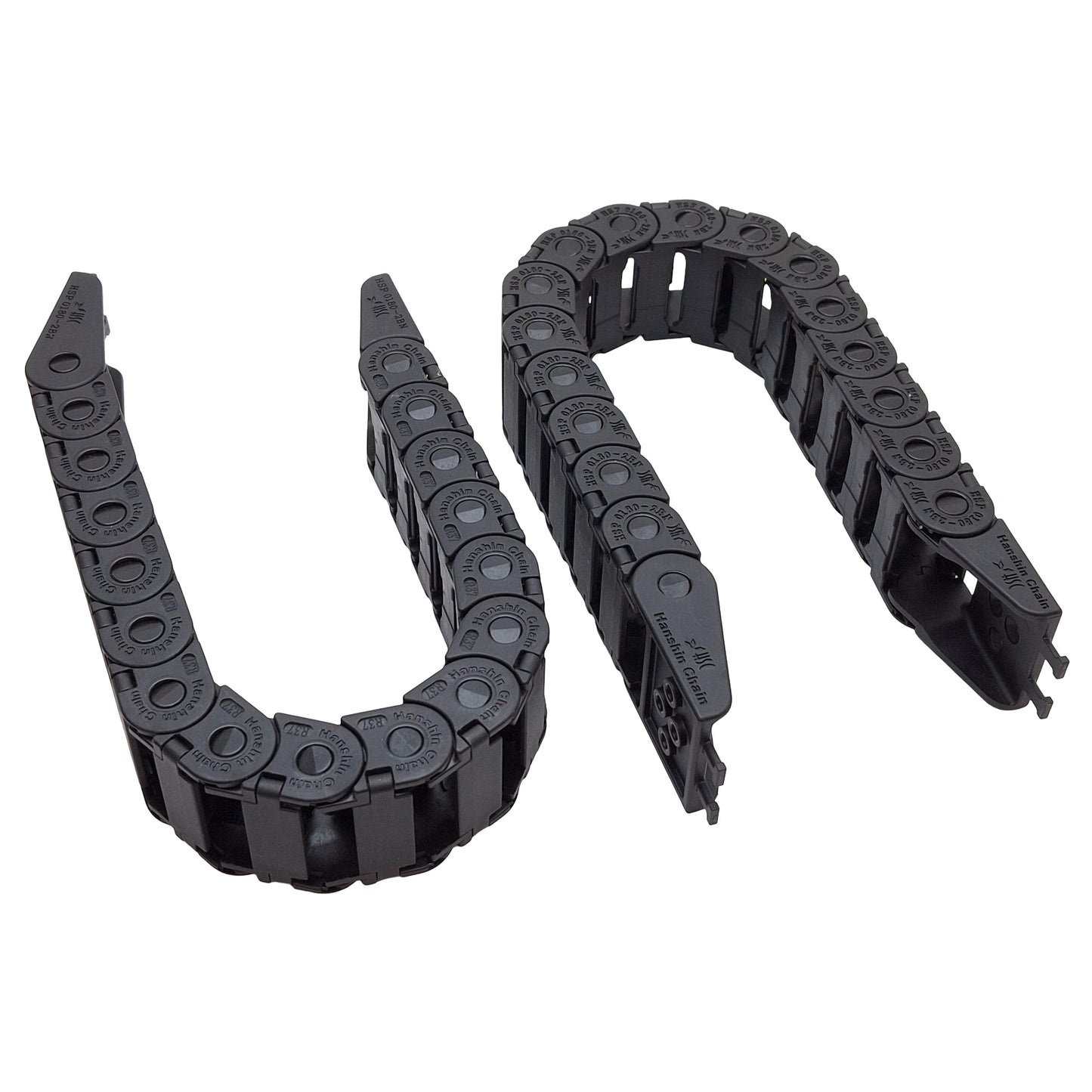 Used Lot of 2 Hanshin HSP0180-2BN Energy Chain 25x14mm Inner, 37mm Radius, 14.75in