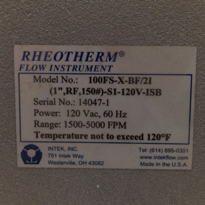 New Intek Rheotherm 100FS-X-BF/21(1", RF, 150#)-S1-120V-ISB Flow Sensor Transducer