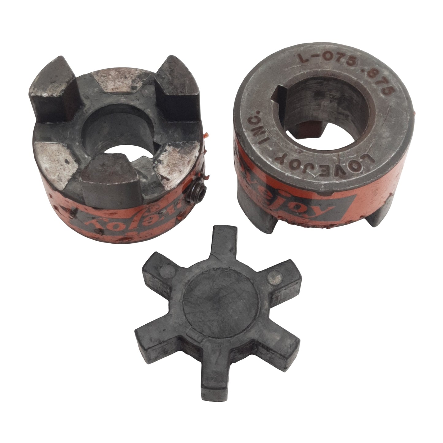Used LoveJoy L-075 Coupling With NBR Spider, ø19mm to ø22mm Bore, 45mm OD