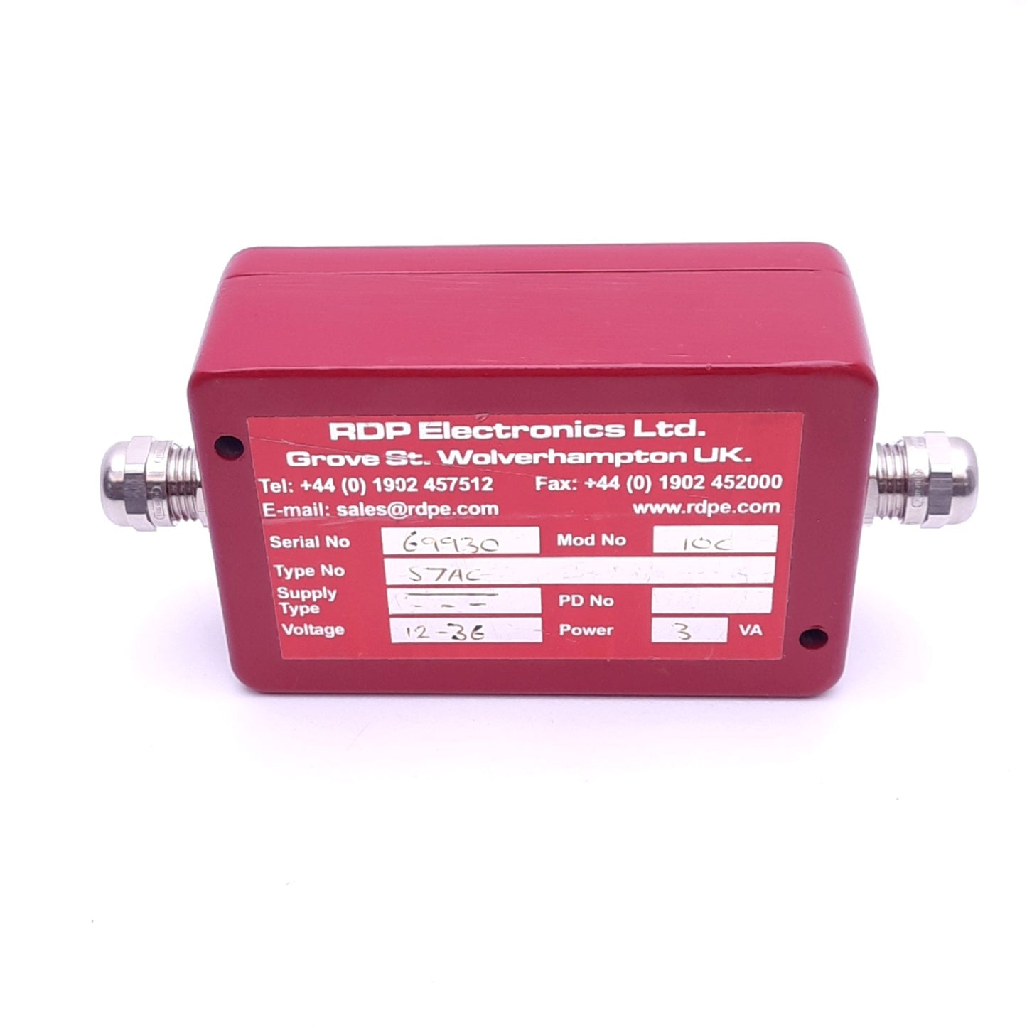Used RDP Electronics 10C S7AC Transducer Amplifier, 12-36VDC In, 4-20mA Out, 3VA Max