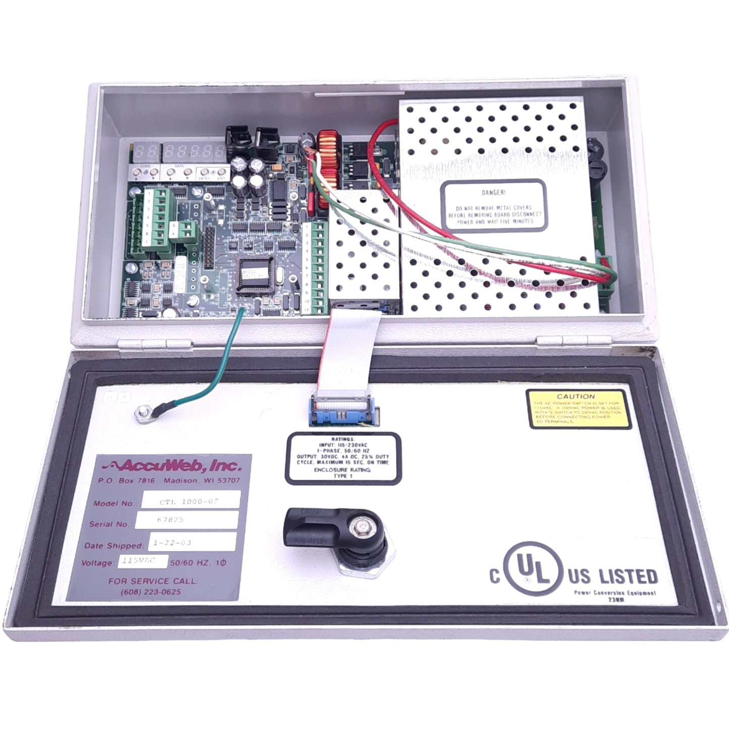 Used AccuWeb CTL 1000-02 Micro 1000 Web Guide Control System, 115VAC, 30VDC 4A Out