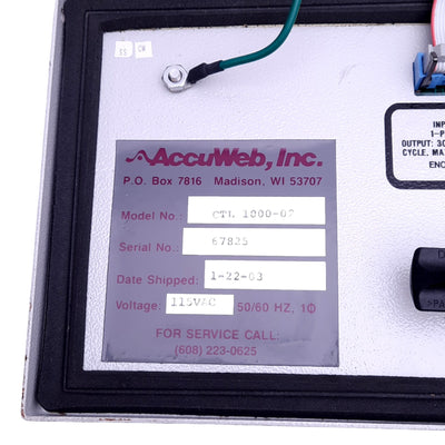 Used AccuWeb CTL 1000-02 Micro 1000 Web Guide Control System, 115VAC, 30VDC 4A Out