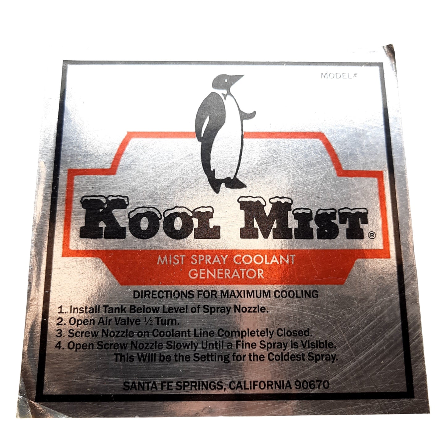 Used Kool Mist 100NF18 Coolant System, 1 Gal Stainless Steel Tank, 4Ft Coolant Line