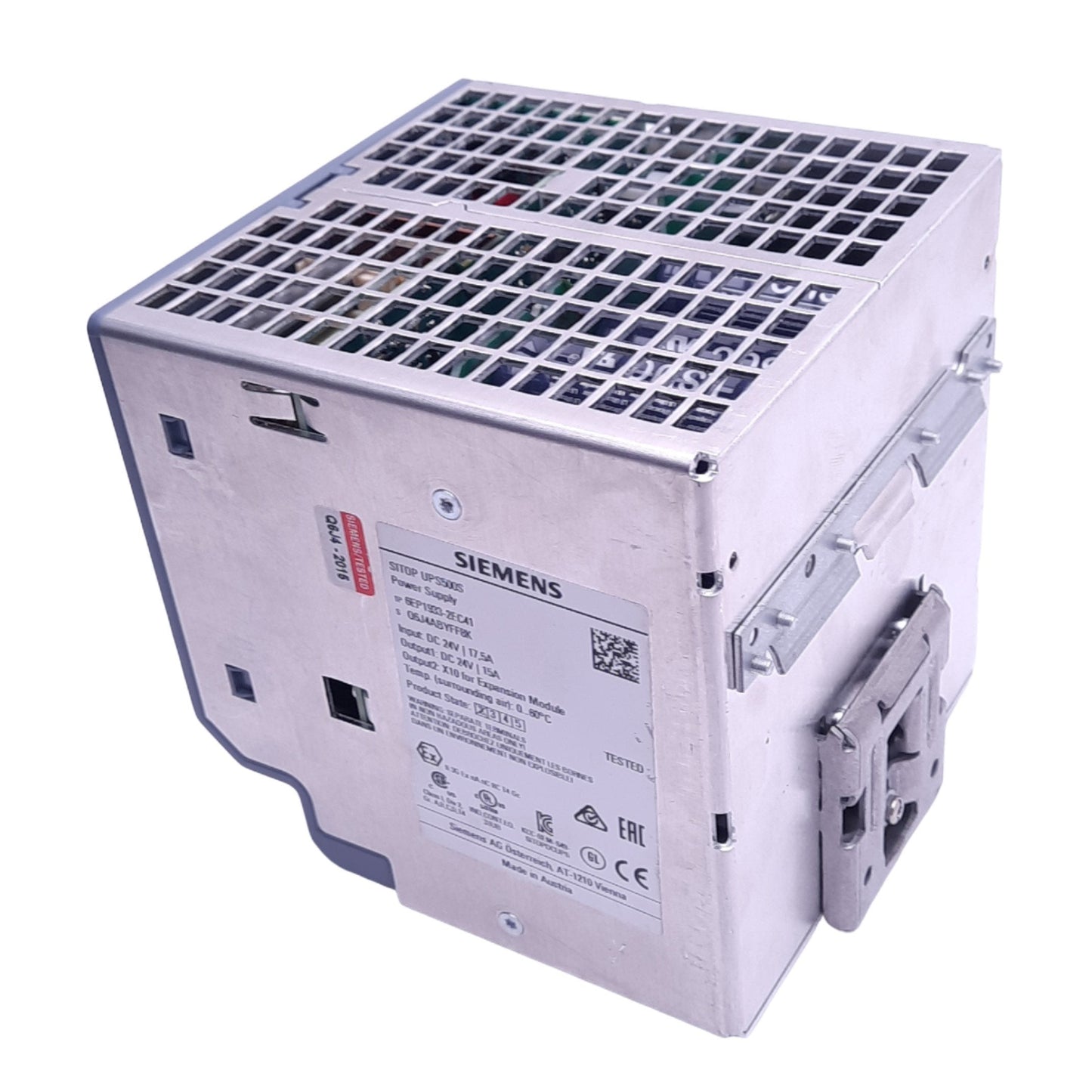 Used Siemens 6EP1933-2EC41 SITOP UPS500S Power Supply, 24VDC 17.5A In, 24VDC 15A Out
