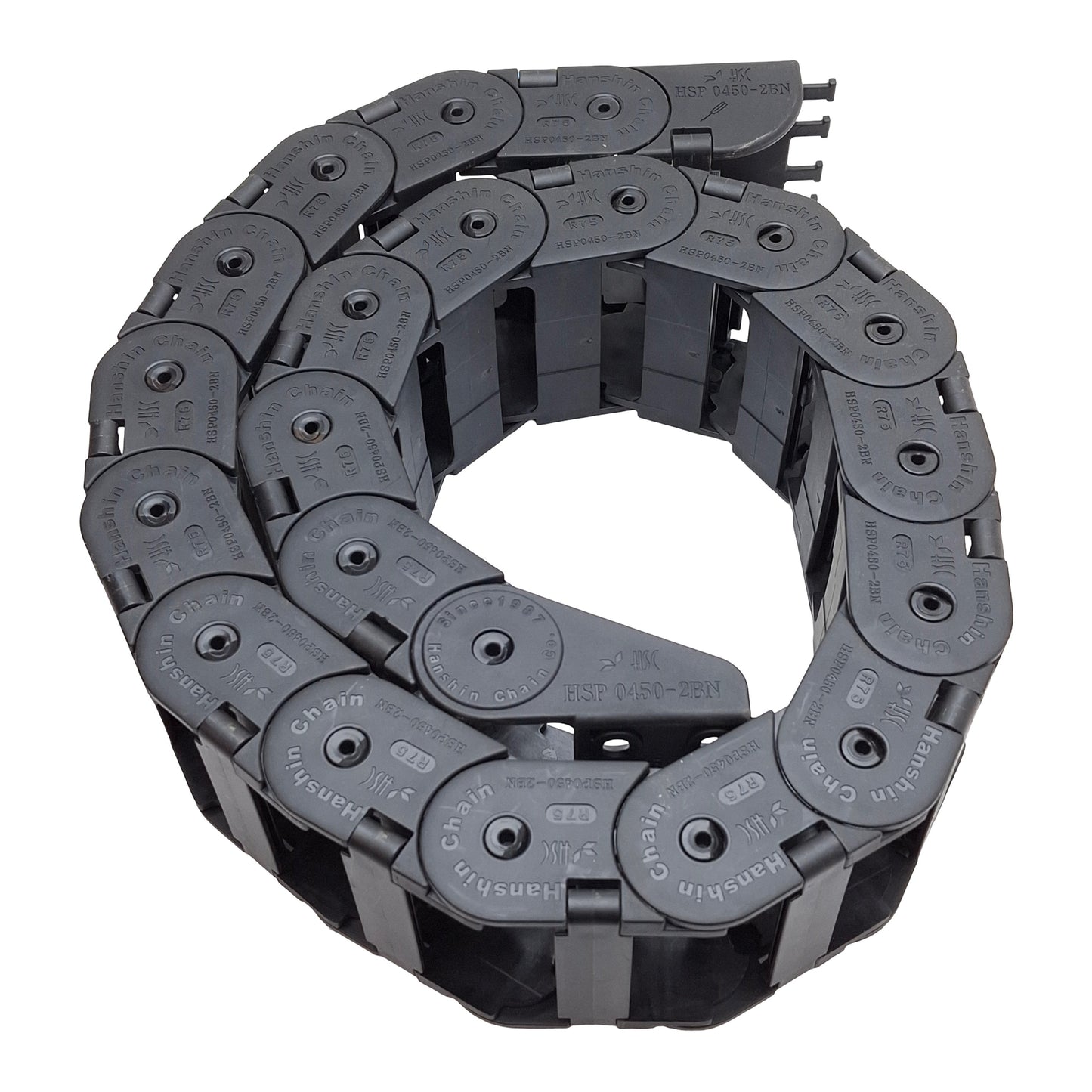 Used Hanshin HSP0450-2BN Energy Chain 58x24mm Inner, 75mm Bending Radius, 1m Long