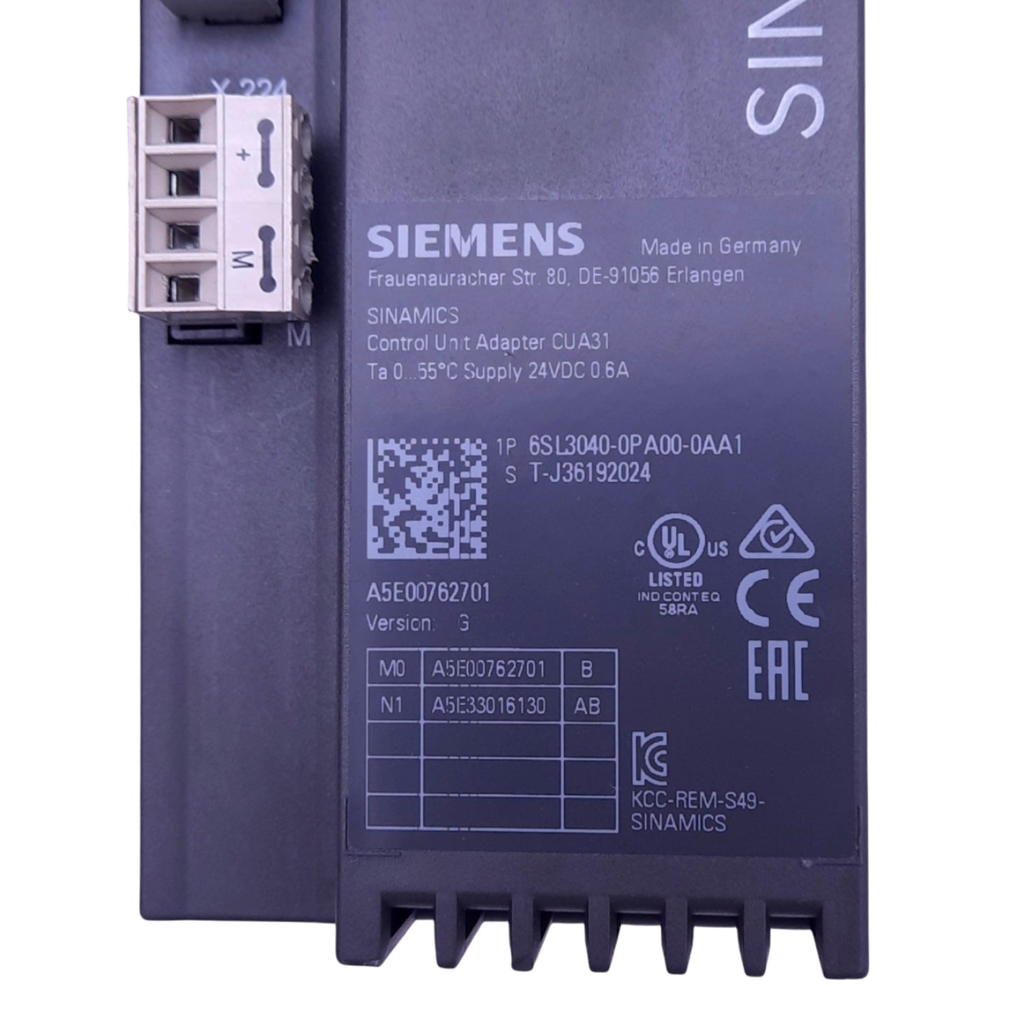 Used Siemens 6SL3040-0PA00-0AA1 CUA31 SINAMICS Control Unit Adapter, 24VDC 0.6A, RJ45