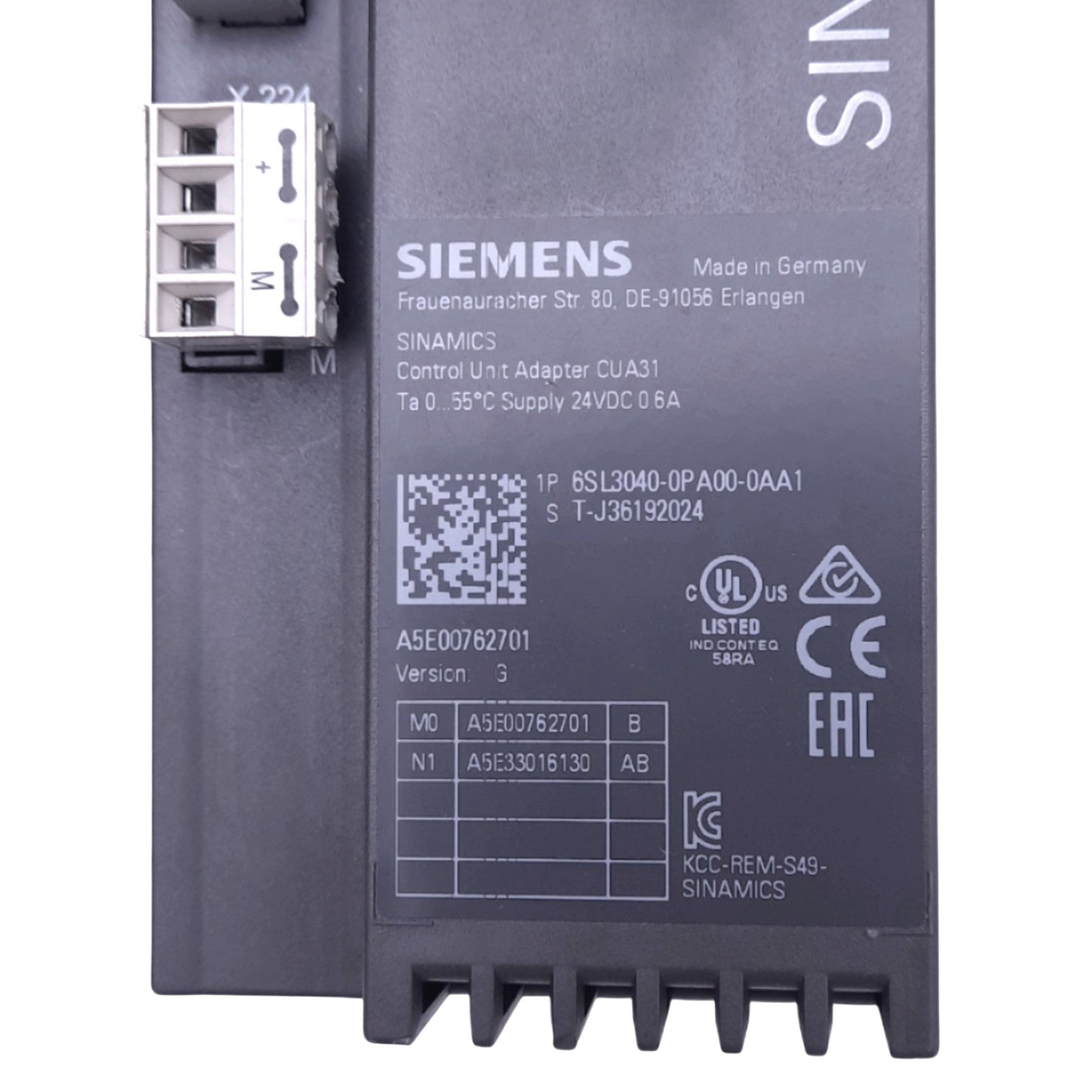 Used Siemens 6SL3040-0PA00-0AA1 CUA31 SINAMICS Control Unit Adapter, 24VDC 0.6A, RJ45