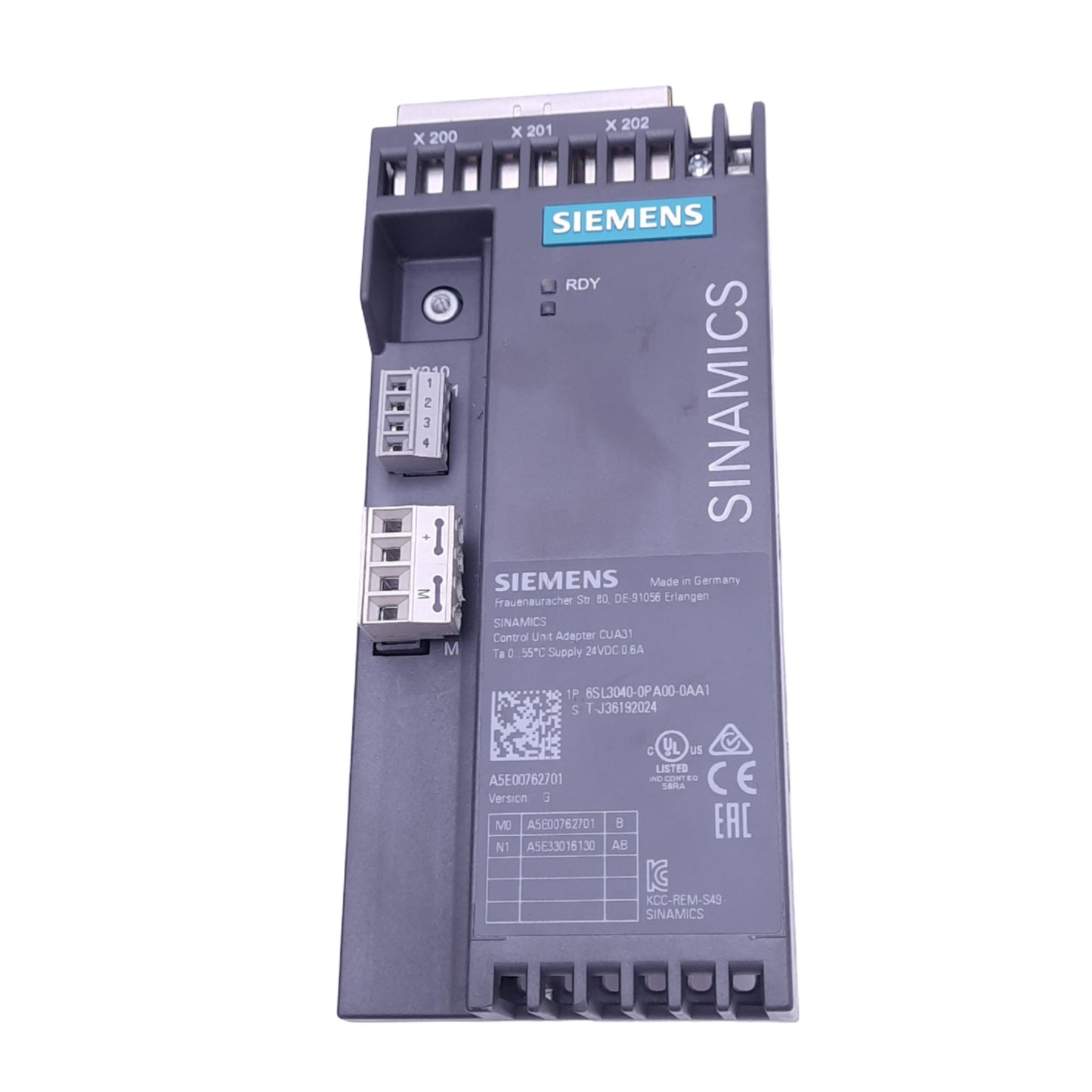 Used Siemens 6SL3040-0PA00-0AA1 CUA31 SINAMICS Control Unit Adapter, 24VDC 0.6A, RJ45