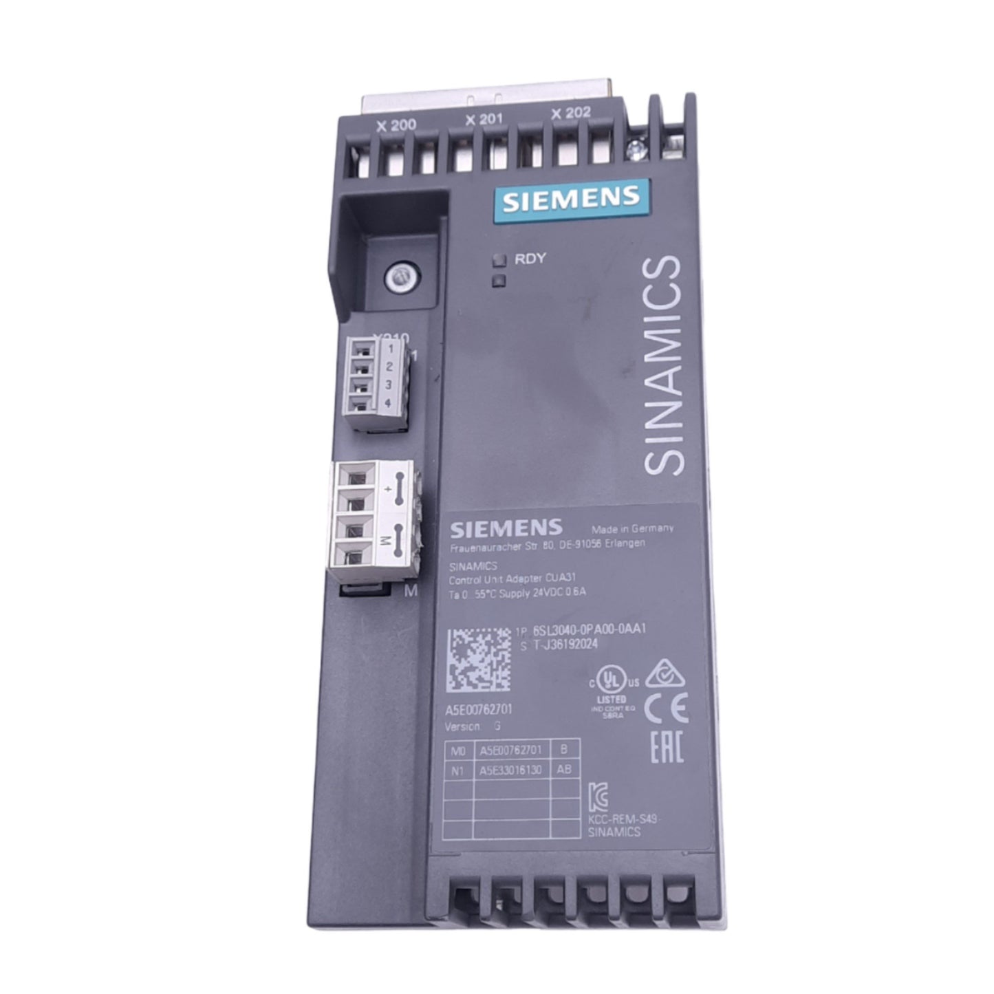 Used Siemens 6SL3040-0PA00-0AA1 CUA31 SINAMICS Control Unit Adapter, 24VDC 0.6A, RJ45
