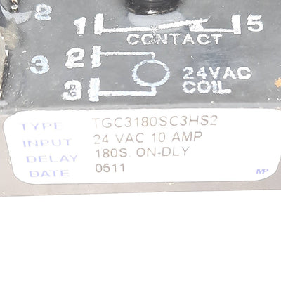 Used Airtronics TGC3180SC3HS2 Cube Relay Timer, 24 VAC Coil, 180 Sec, SPST 10 Amp
