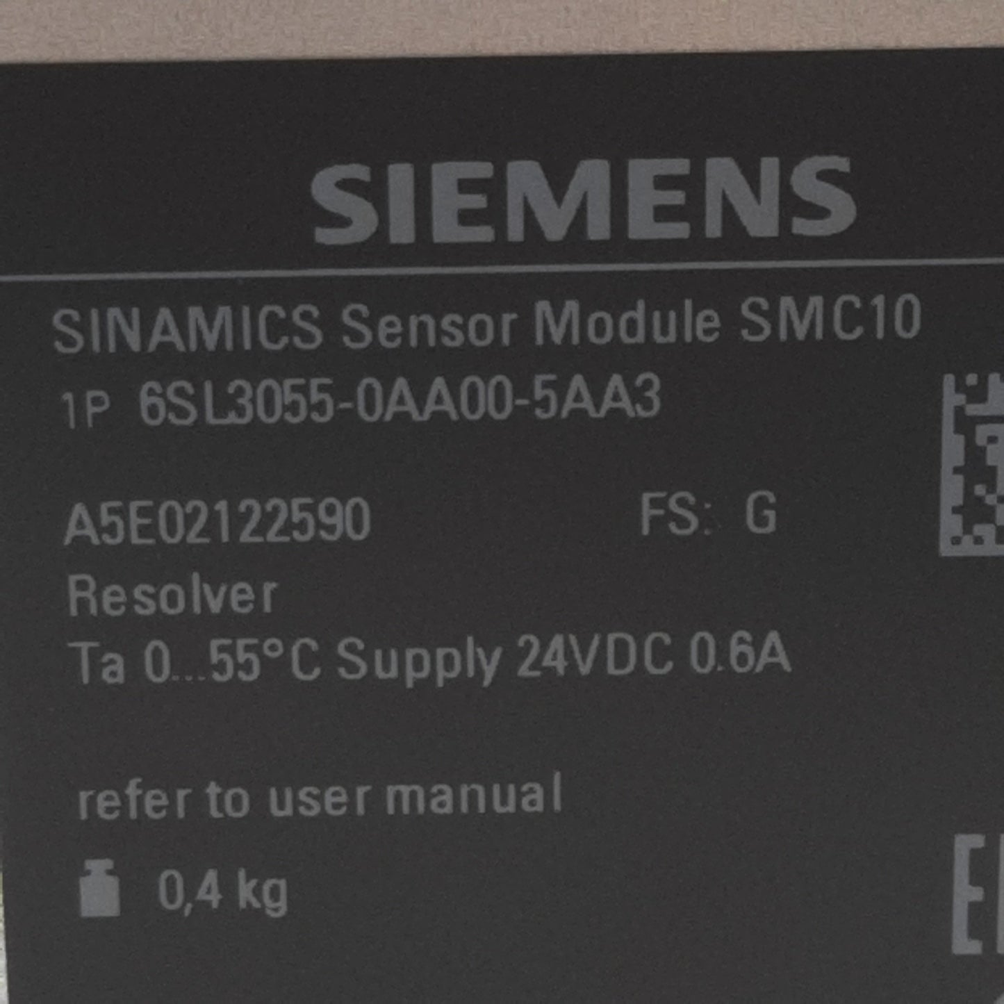 Used Siemens 6SL3055-0AA00-5AA3 Sensor Module, 2-Pole 24VDC 0.6A, DB25M, RJ45