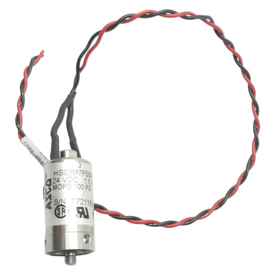 Used Asco HS03M7F00B Solenoid Valve, 100psi, M5 Male/Female Ports, 1.5W, 24VDC Coil