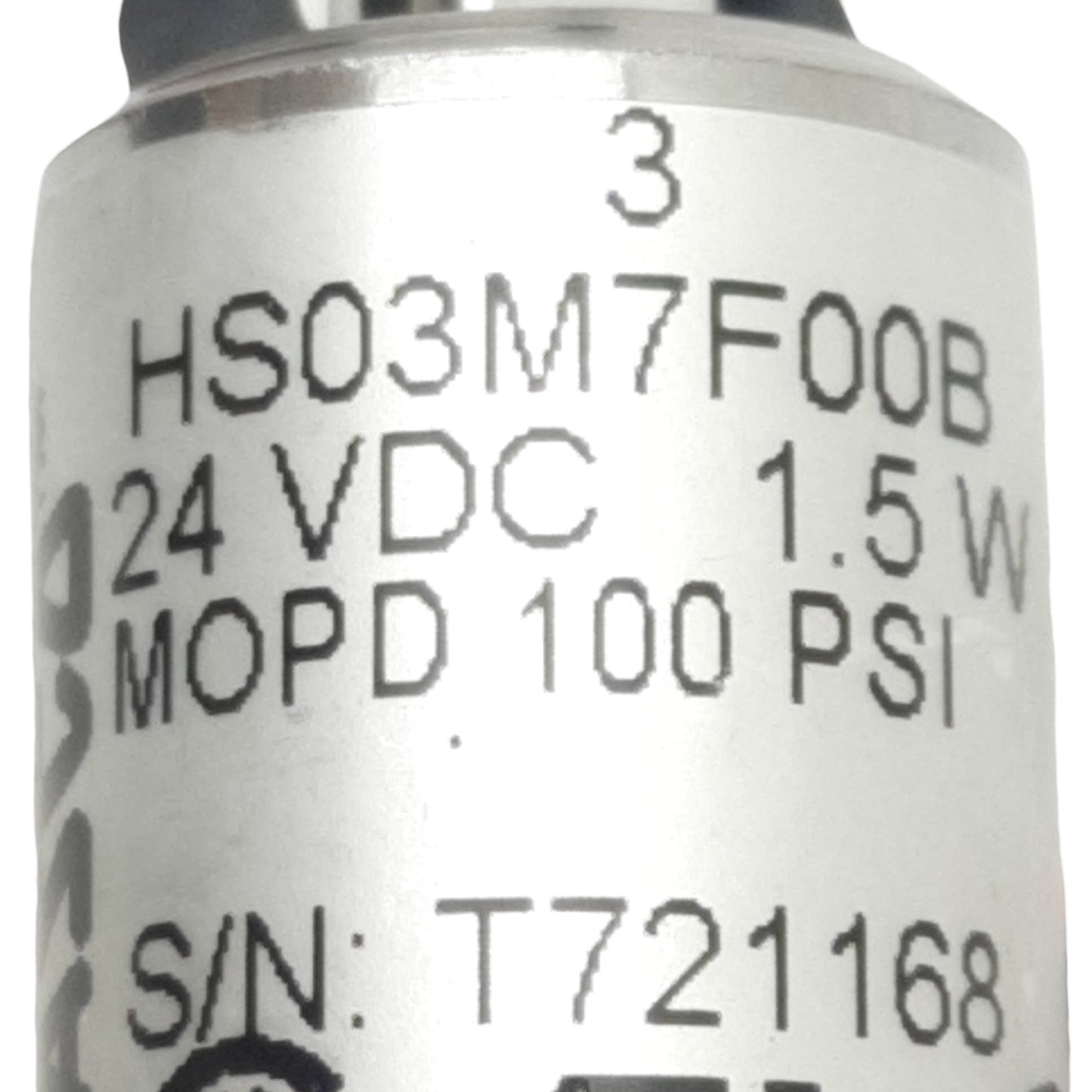 Used Asco HS03M7F00B Solenoid Valve, 100psi, M5 Male/Female Ports, 1.5W, 24VDC Coil