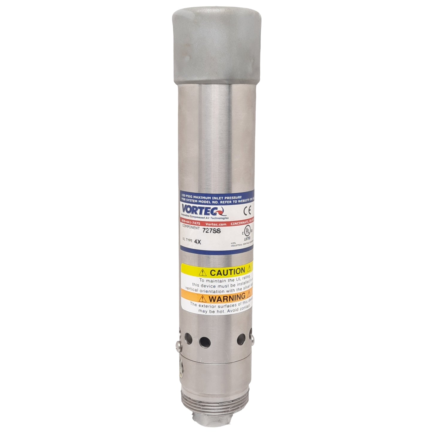 Used Vortec 727SS 4X Vortex Cooler, NEMA 4X, 150psi, 5000BTUH, 25scfm, 1/4in NPT