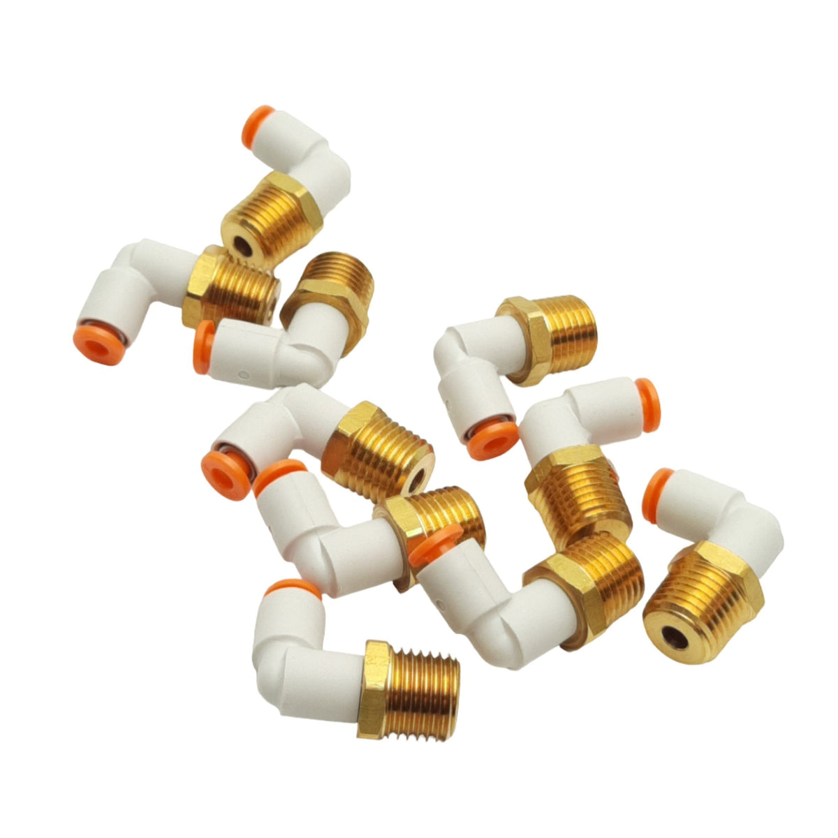 Used Lot of 10 SMC KQ2L03-35 Male Elbow Fittings, ø5/32in One-Touch to 1/4in NPT