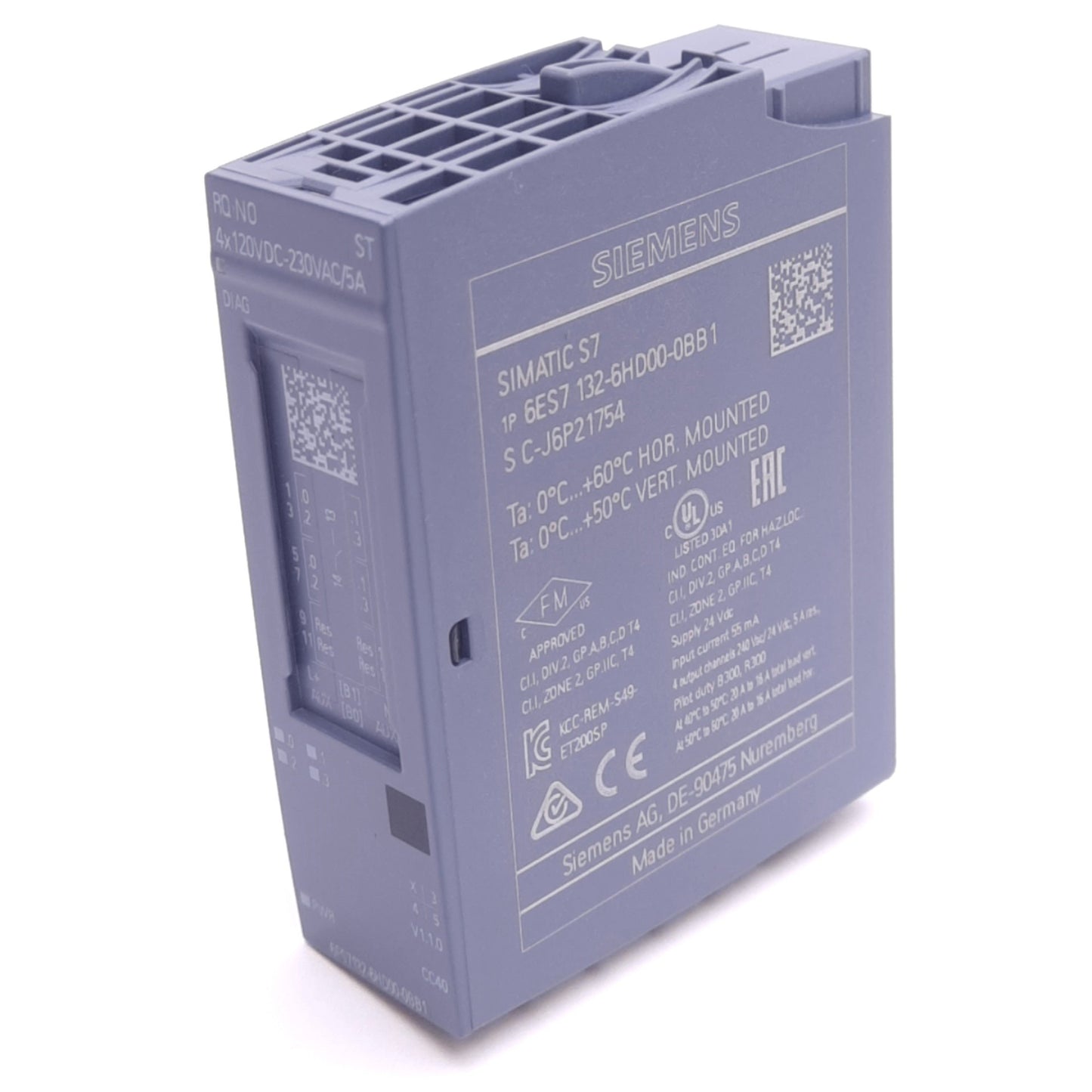 Used Siemens 6ES7 132-6HD00-0BB1 SIMATIC S7 Relay Module, 4-Input, 4-Output NO, 24VDC