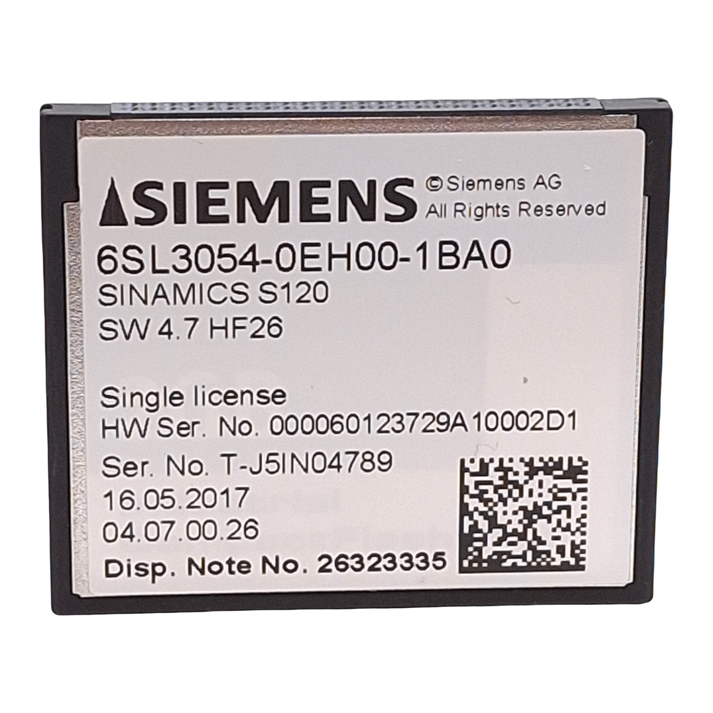 Used Siemens 6SL3054-0EH00-1BA0 Simatics S120 Single License CompactFlash Card SW 4.7