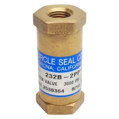 Used Circle Seal Controls 232B-2PP-0.15 Check Valve, 1/4in x 1/4in NPT, 0-3000psig