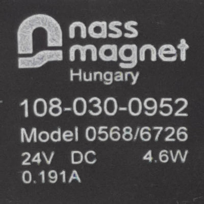 New Nass Magnet 108-030-0952 Solenoid Coil w/Stc Valve 115psi, 1/4in NPT, 24VDC Coil