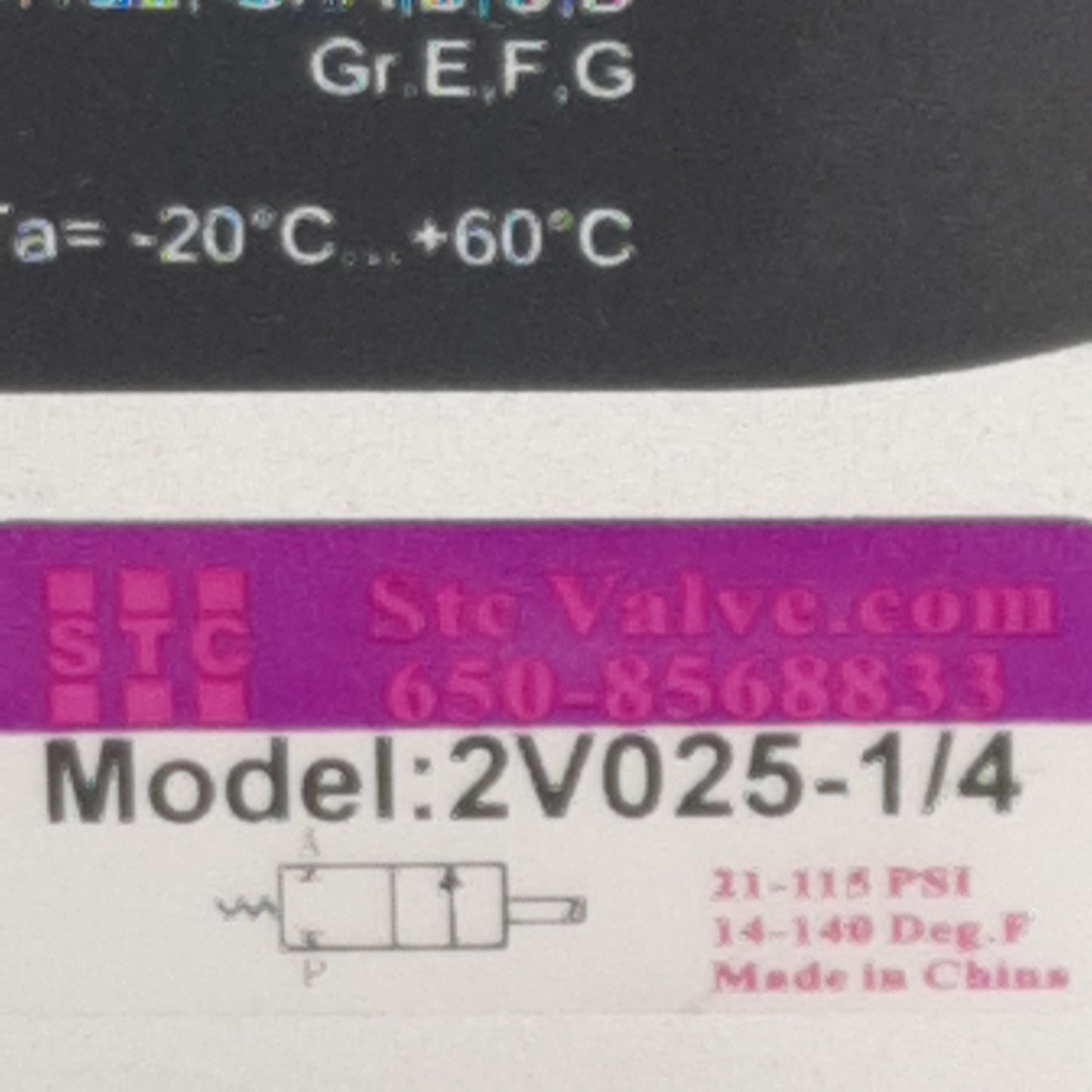 New Nass Magnet 108-030-0952 Solenoid Coil w/Stc Valve 115psi, 1/4in NPT, 24VDC Coil