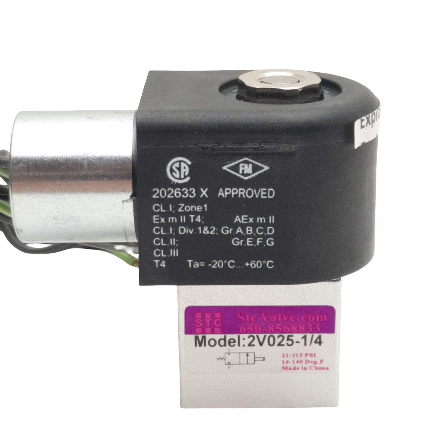 New Nass Magnet 108-030-0952 Solenoid Coil w/Stc Valve 115psi, 1/4in NPT, 24VDC Coil