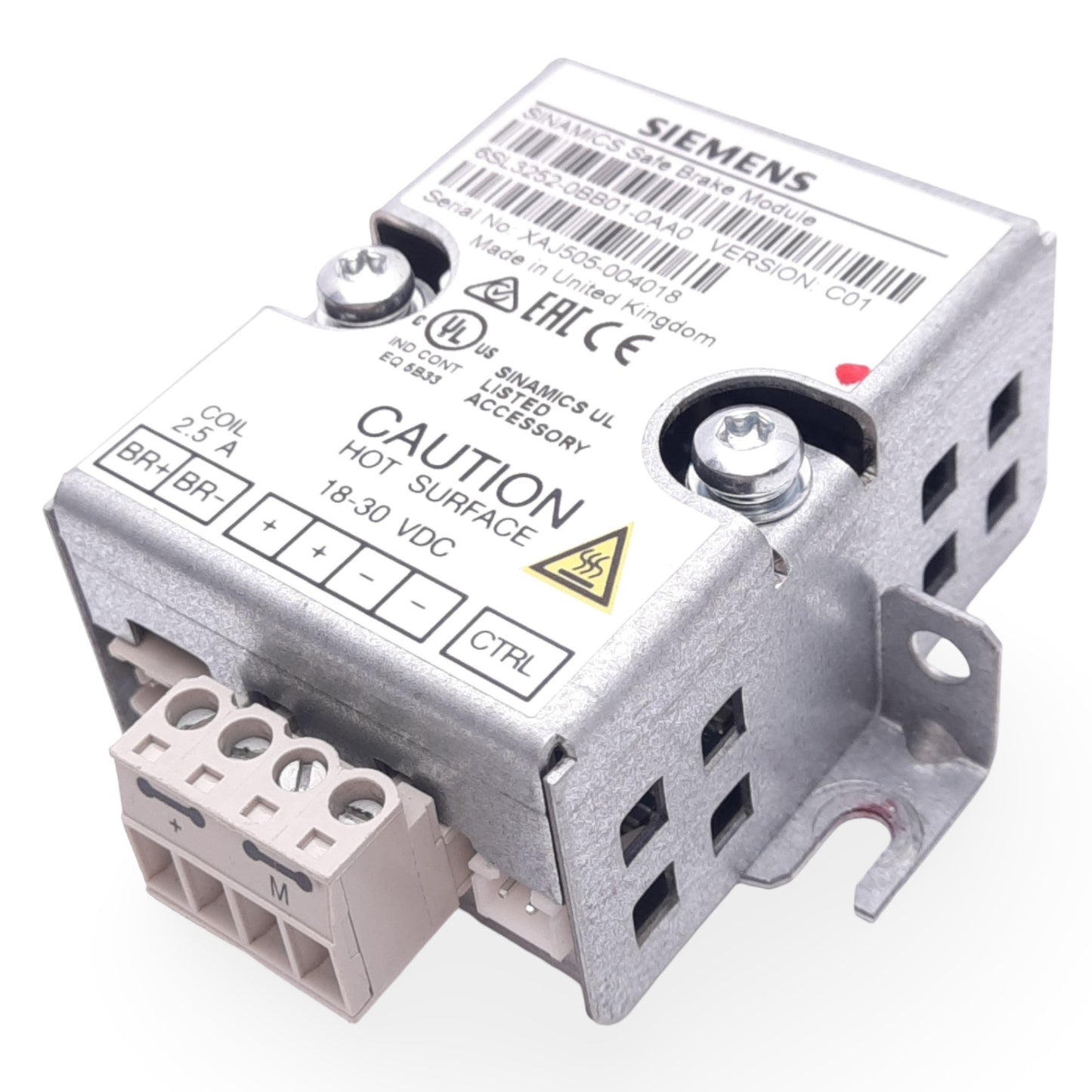 Used Siemens 6SL3252-0BB01-0AA0 Safe Brake Relay for SINAMICS Power Module, 24VDC 2A