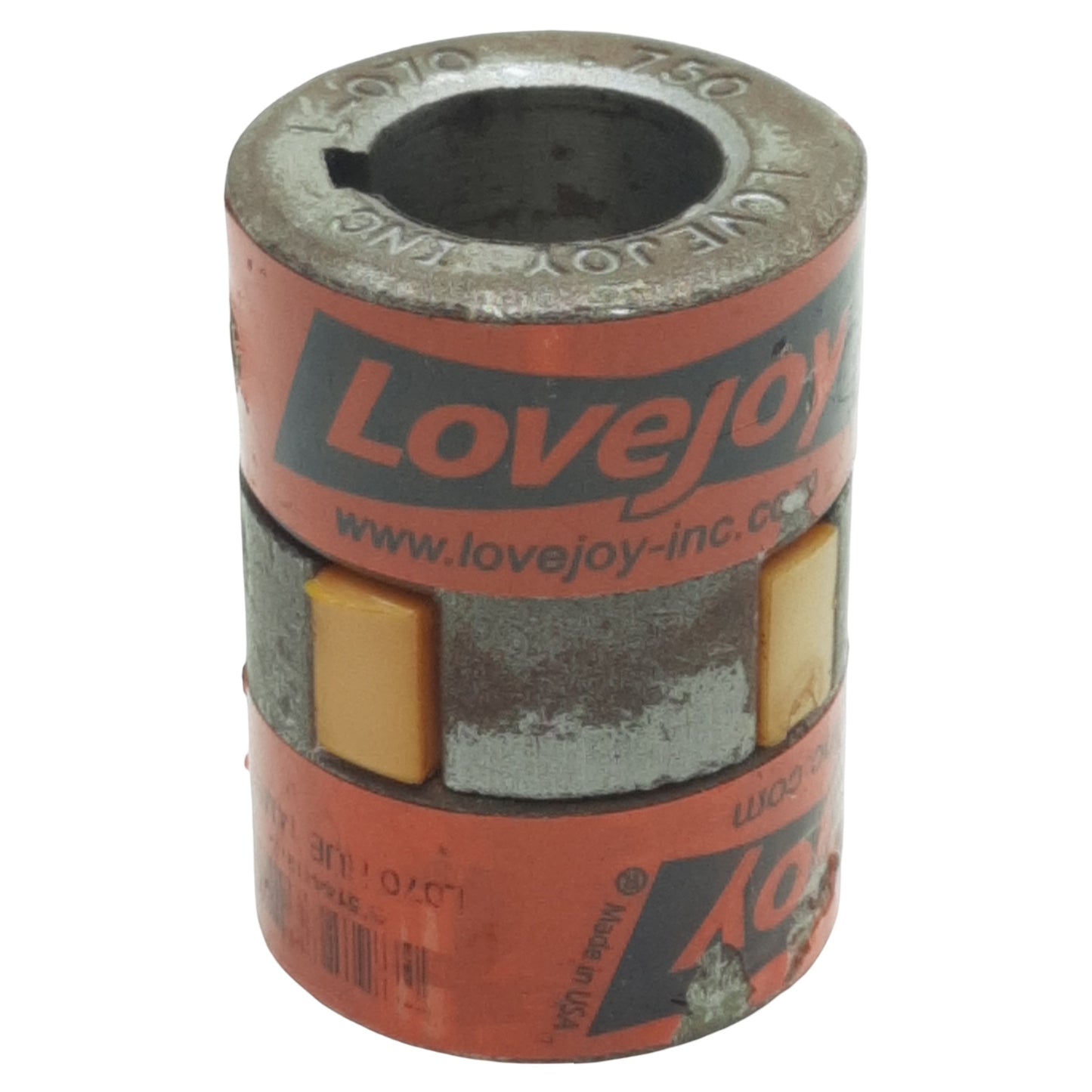 Used LoveJoy L-070 Coupling With NBR Spider, ø14mm to ø0.75in Bore, 35mm OD