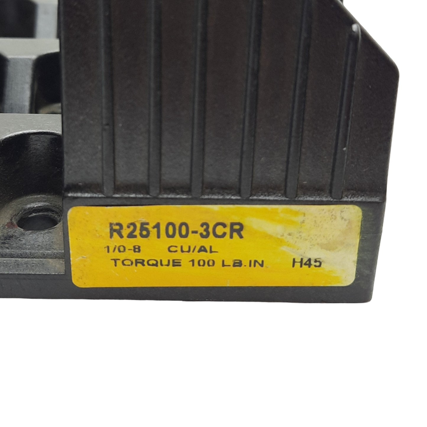 Used Bussmann R25100-3CR Fuse Block, 250VAC/VDC, 100A, Class R Fuse, 3 Poles