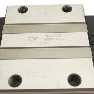 Used CPC ARC 25 FN Miniature Linear Guide Block (x2), w/ 749x15 mm Rail, 73x81.2x27