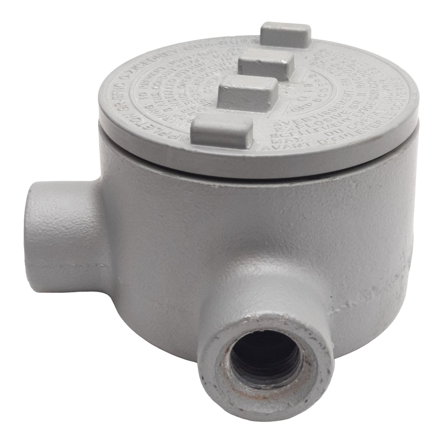 Used Appleton GR-EFHC Conduit Outlet Box Type 3 & 4, 3x 1/2in NPT Female, ø86mm ID