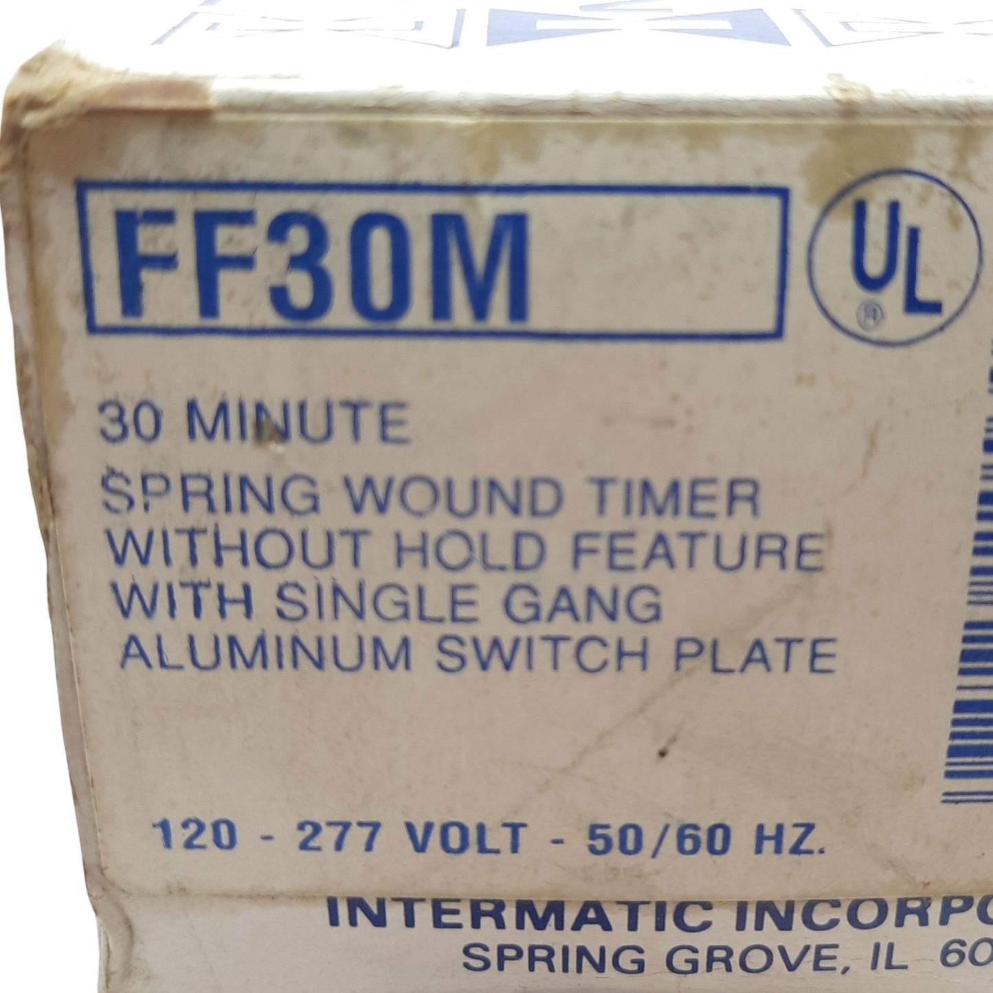 New Intermatic FF30M Spring Wound Time Switch, 20 Amp, 120-277 VAC, 50/60 HZ