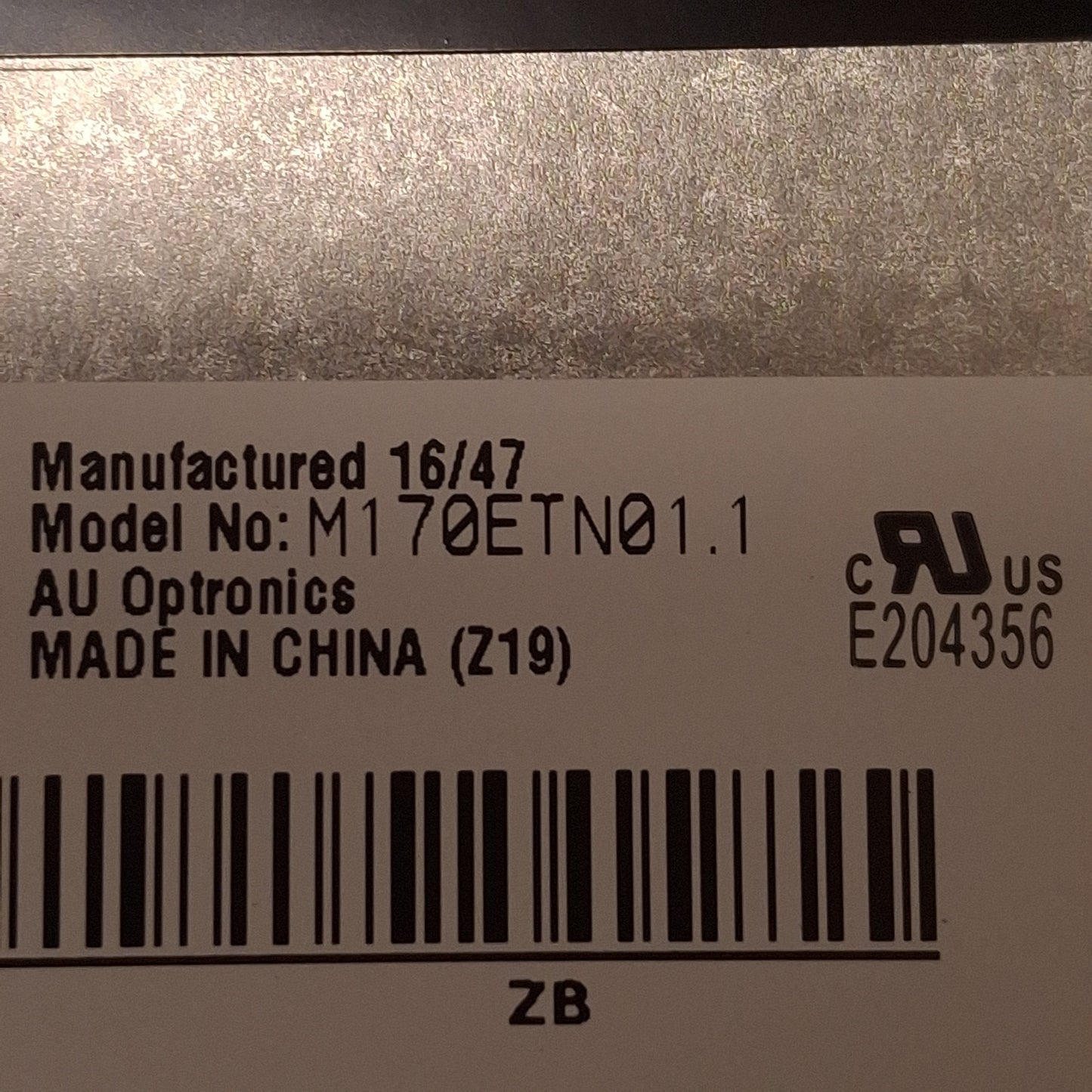 Used AUO M170ETN01.1 Color TFT-LCD 17in Display, 1280x1024, USB-B, VGA, DVI, 5VDC