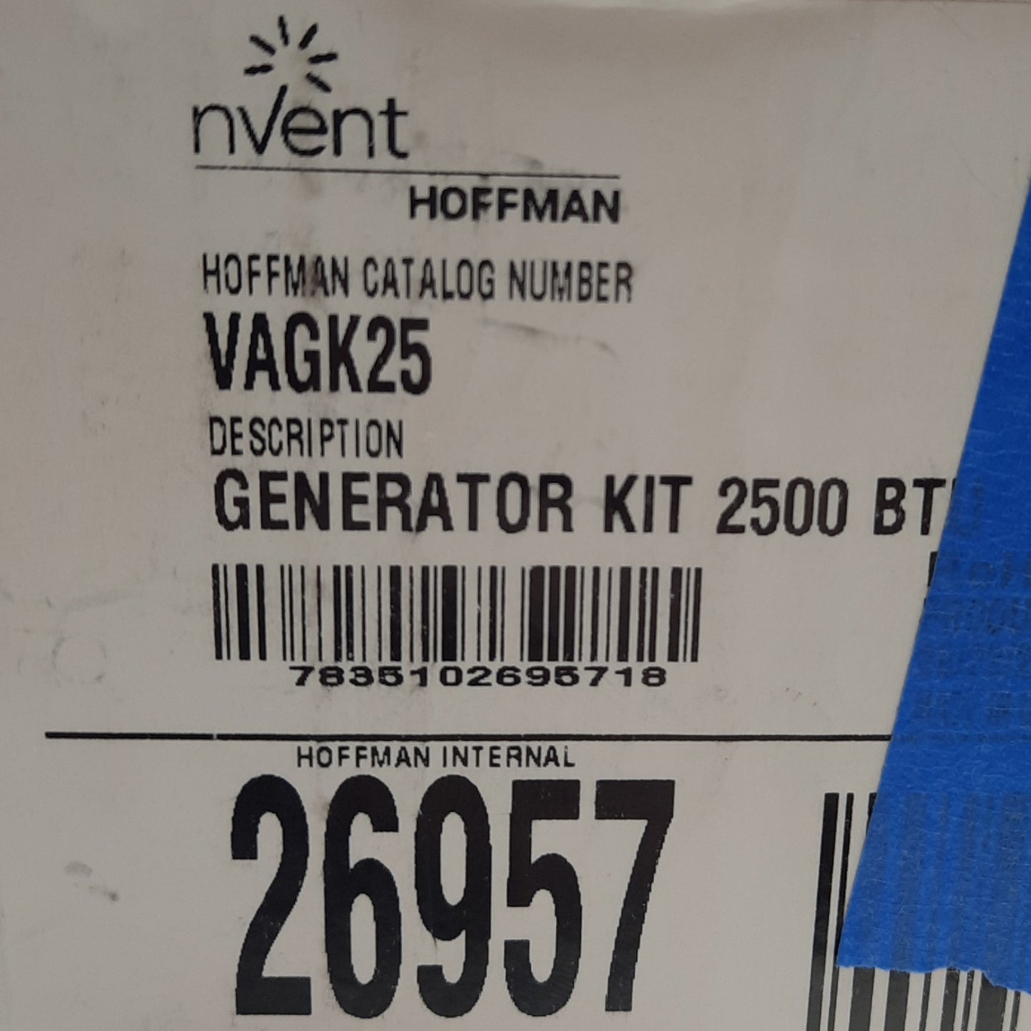 New Nvent Hoffman VAGK25 Vortex Cooling Generator Kit, 2500 and 5000 BTU/HR