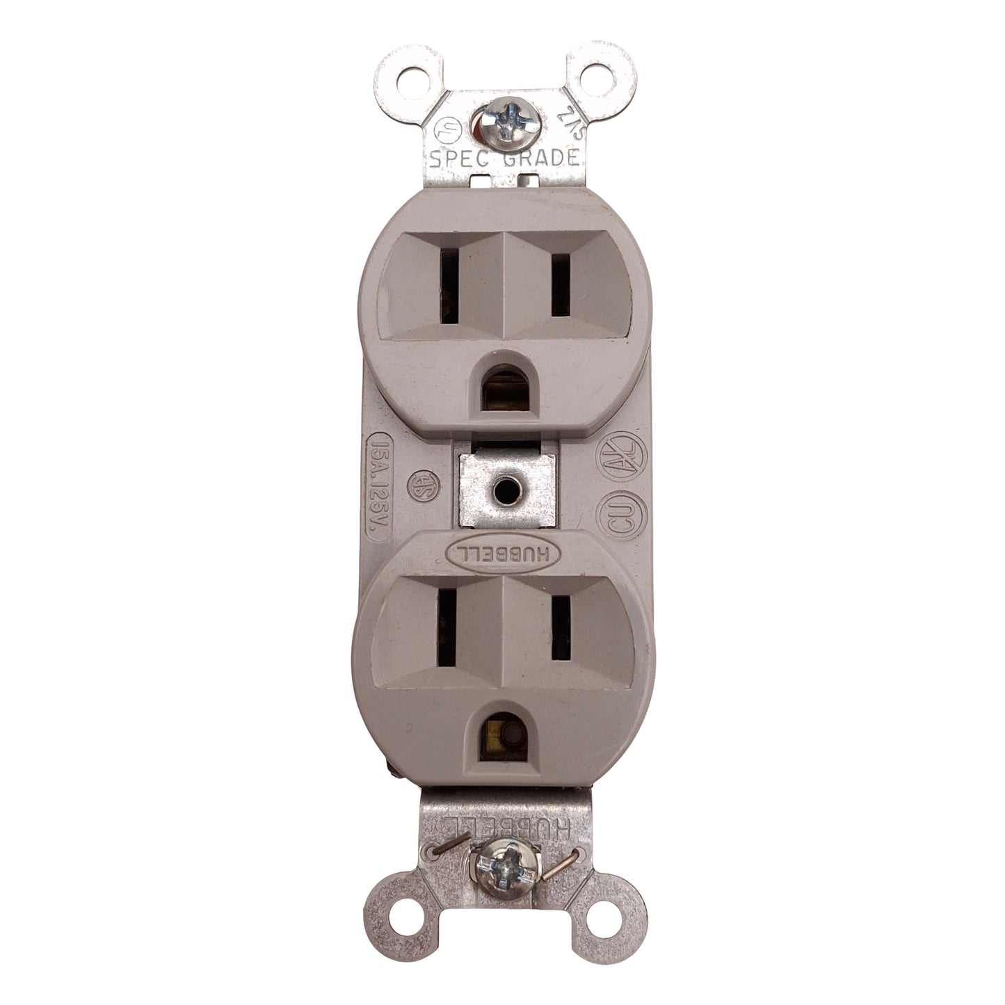 Used Lot of 4 Hubbell W-C-596G Straight Blade Duplex Receptacle, 15A 125V, NEMA 5-15R