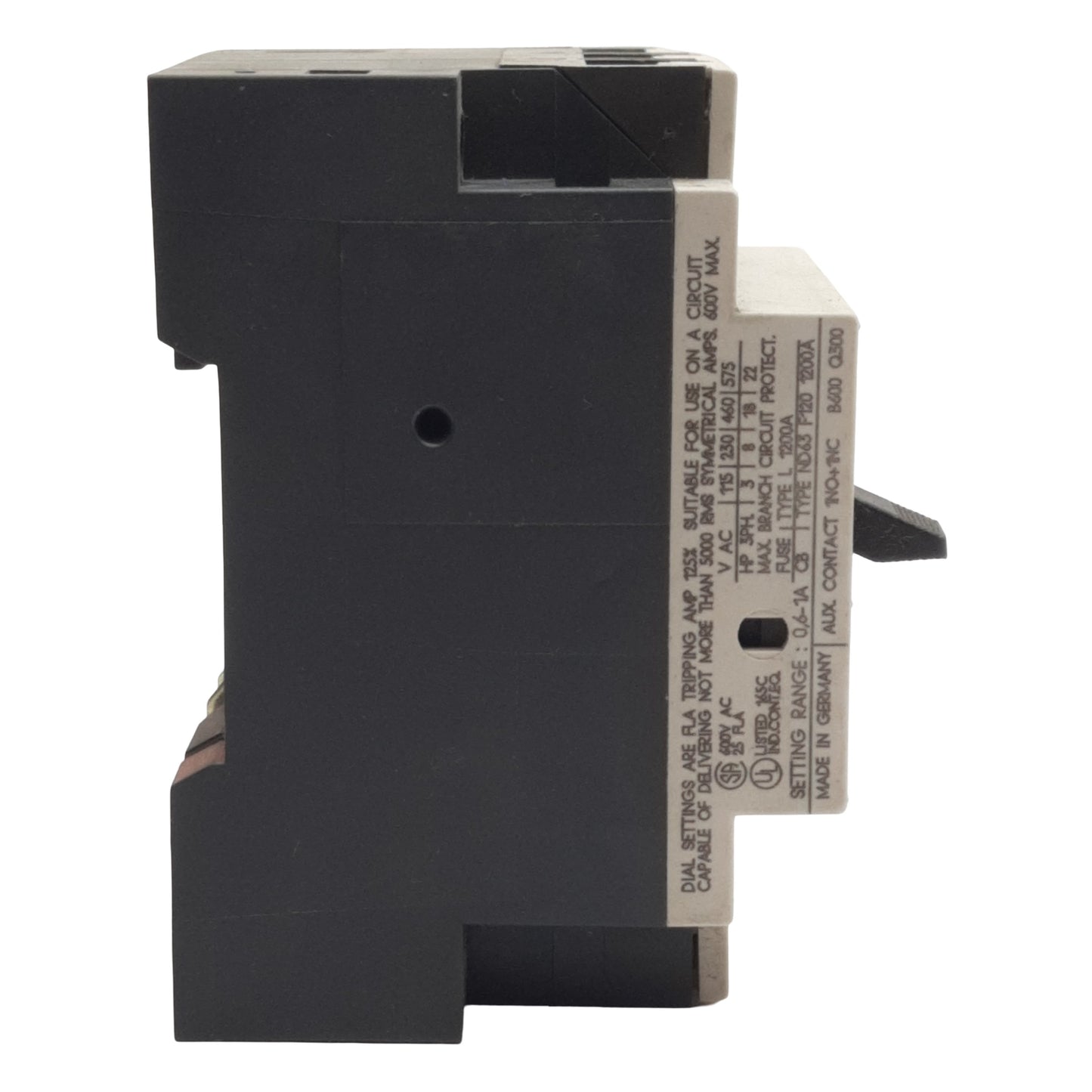 Used Siemens 3VU133-1MF00 Motor Protection Circuit Breaker, 3-Poles 1NO + 1NC, 0.6-1A