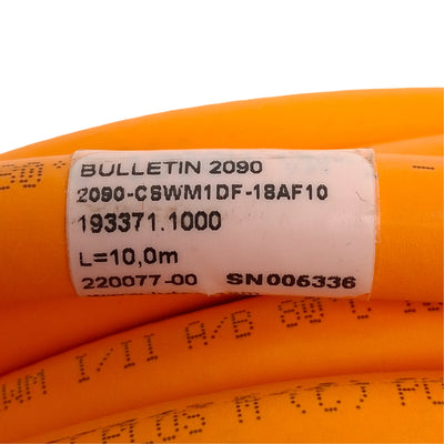 Used Allen Bradley 2090-CSWM1DF-18AF10 Kinetix Single Motor Power Cable, 30ft *Cut*