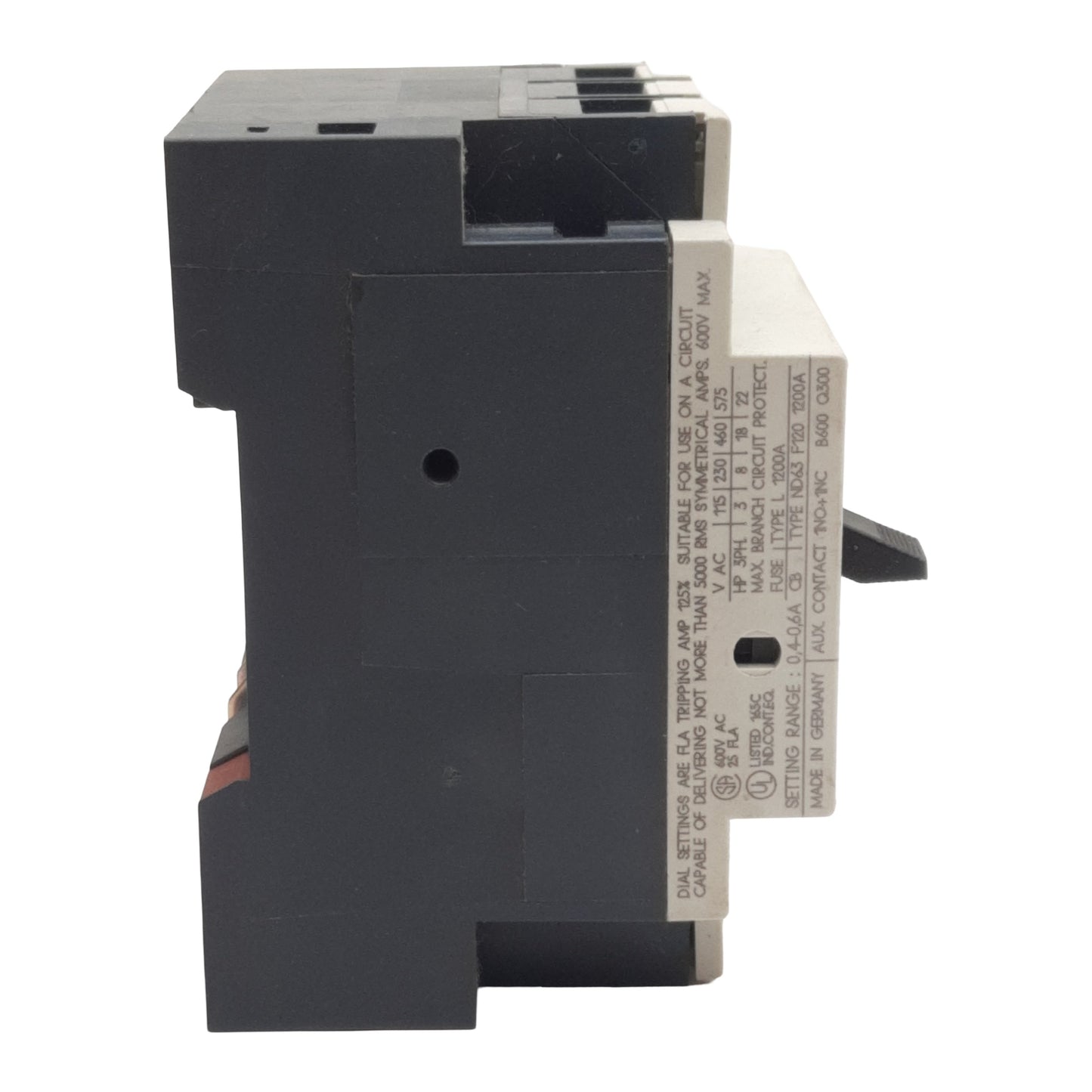 Used Siemens 3VU1300-1ME00 Motor Protection Circuit Breaker 3-Pole 1NO + 1NC 0.4-0.6A