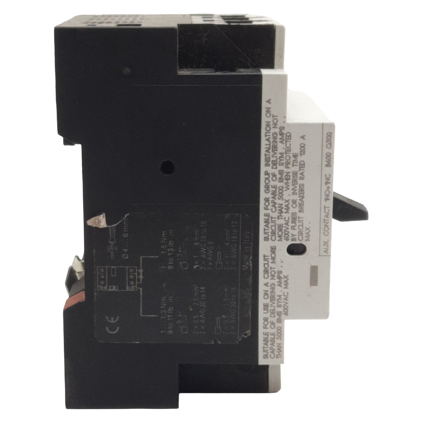 Used ABB M25-TM-4 Motor Protection Circuit Breaker, 3-Poles, 1N.O. + 1N.C., 2.4-4A