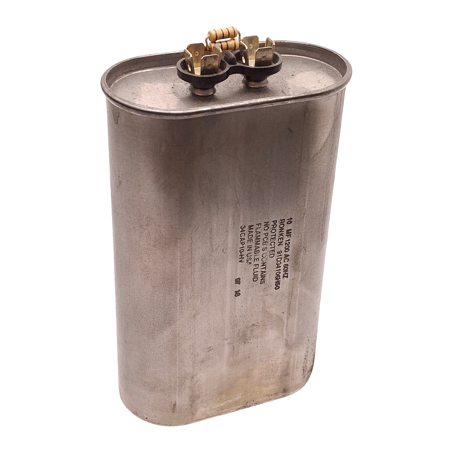 Used Ronken 91D34106H50 34CAP10-HV Non-PCB Capacitor, 10MF 1200VAC 60Hz Capacity