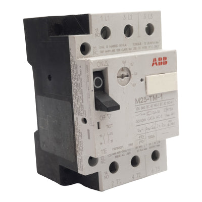 Used  ABB M25-TM-1 Motor Protection Circuit Breaker, 3-Poles, 1N.O. + 1N.C., 0.6-1A