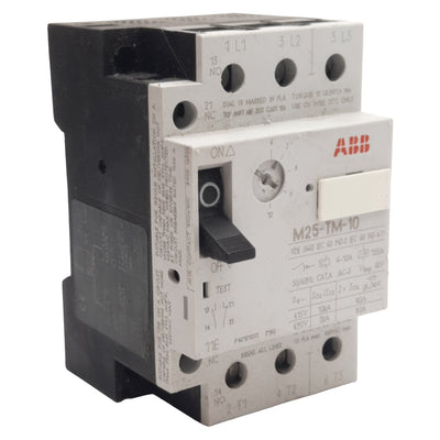 Used ABB M25-TM-10 Motor Protection Circuit Breaker, 3-Pole, 1N.O. + 1N.C., 6-10A