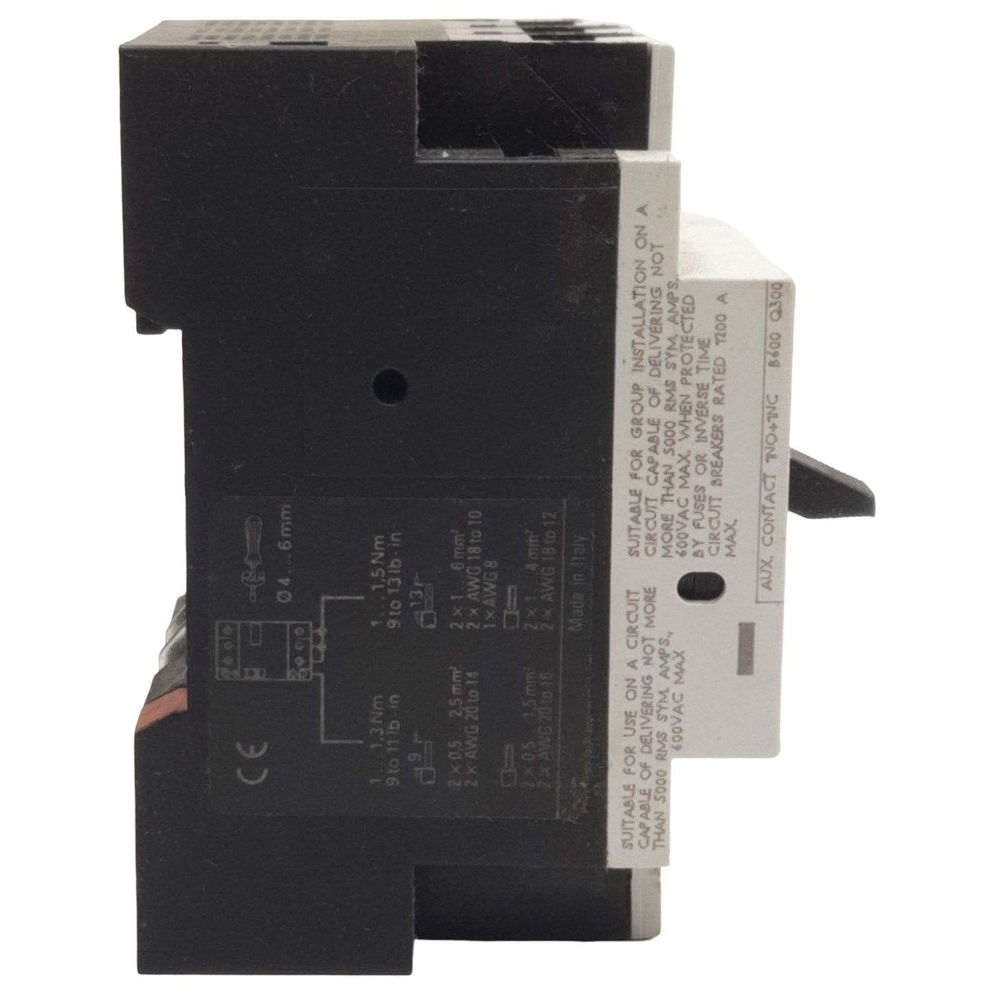 Used ABB M25-TM-10 Motor Protection Circuit Breaker, 3-Pole, 1N.O. + 1N.C., 6-10A