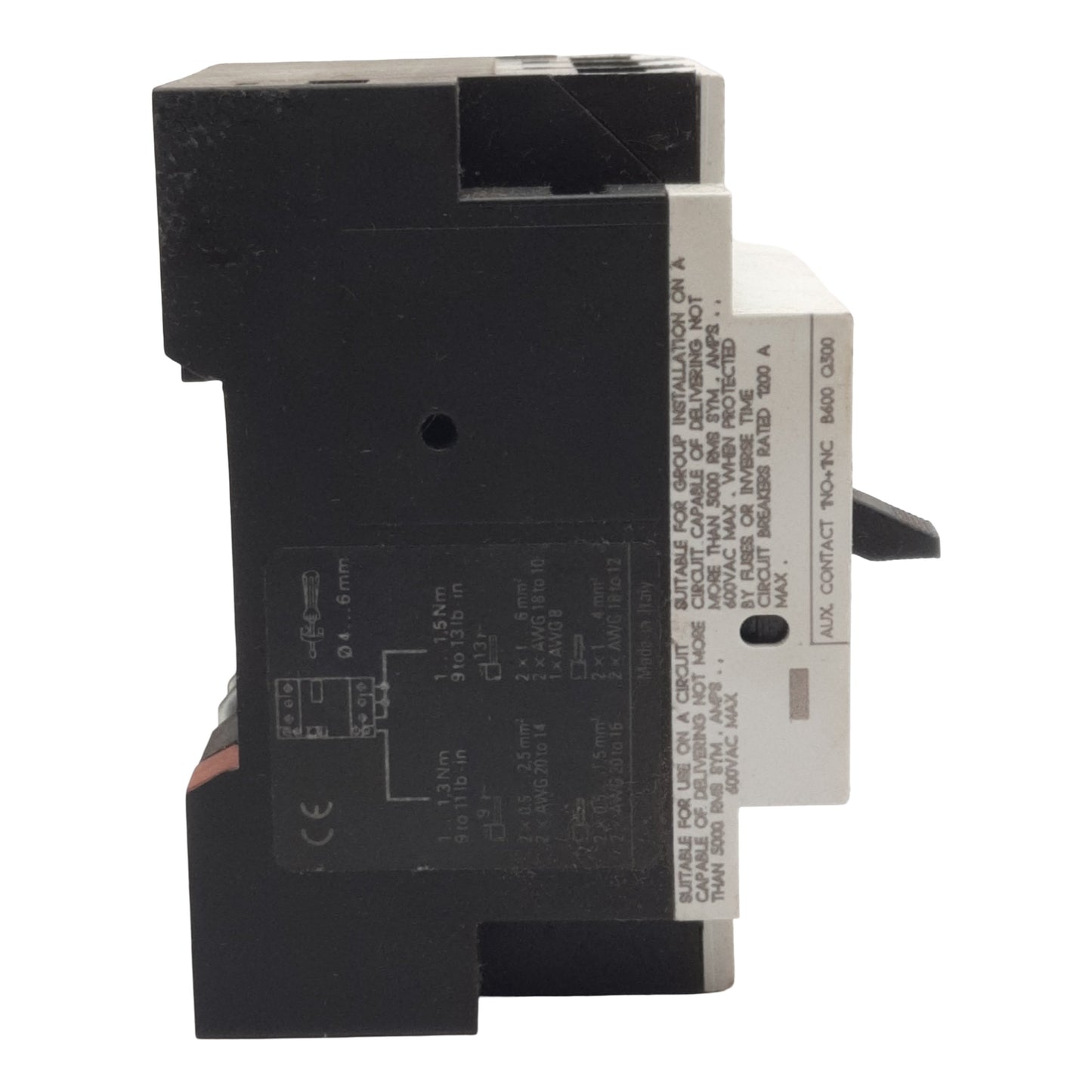 Used ABB M25-TM-1,6 Motor Protection Circuit Breaker, 3-Poles, 1N.O. + 1N.C., 1-1.6A