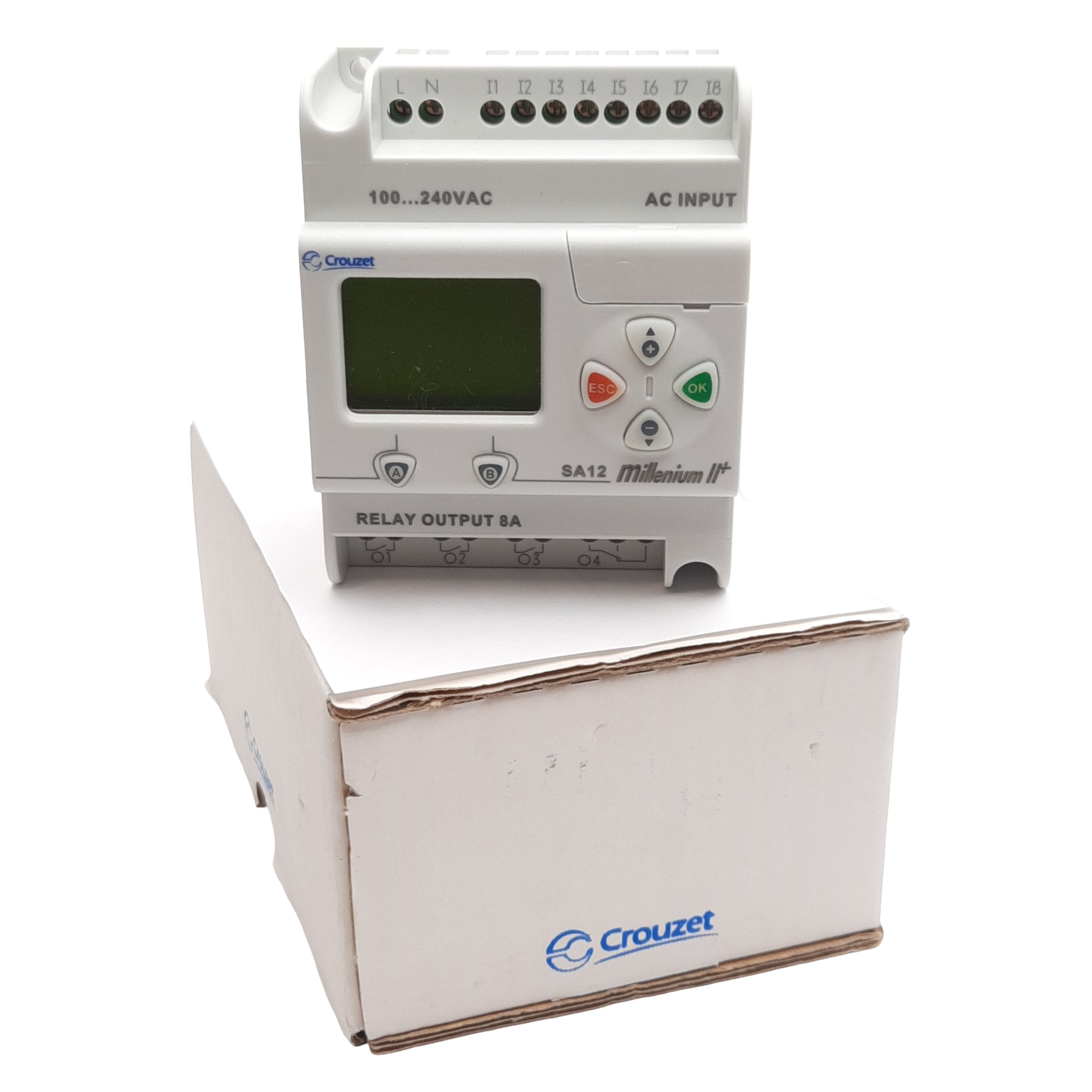 Crouzet 88950043 SA12 Millenium II+ Timer Relay, PNP 100-240VAC In 8A ...